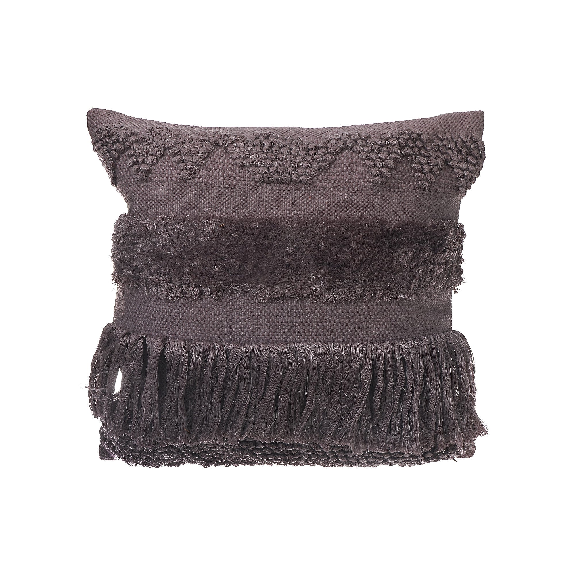 Lilac Handloom Fringe Cushion Set of 2 – Decorative Throw Pillow, Home Decor