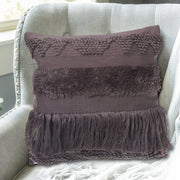 Lilac Handloom Fringe Cushion Set of 2 – Decorative Throw Pillow, Home Decor