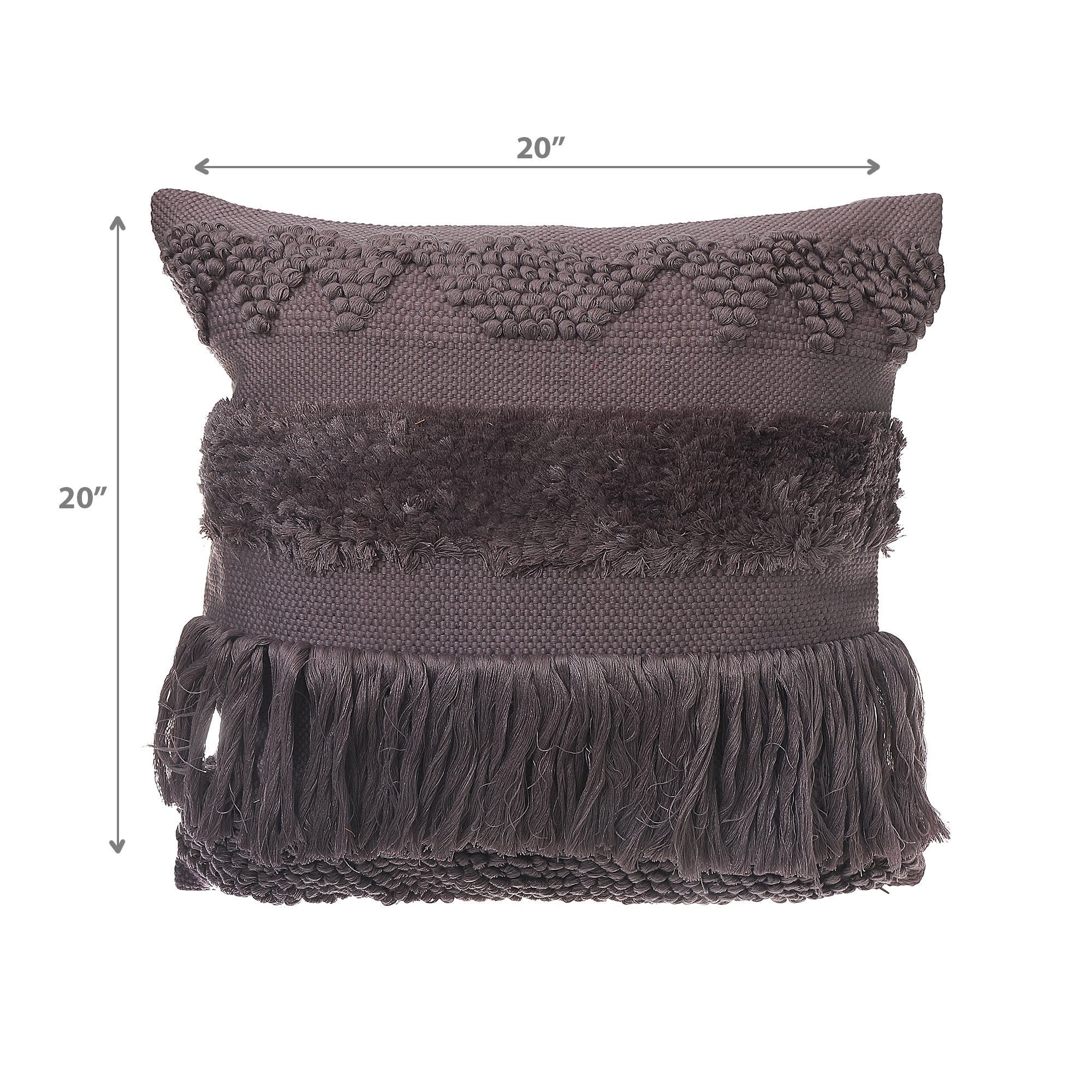 Lilac Handloom Fringe Cushion Set of 2 – Decorative Throw Pillow, Home Decor