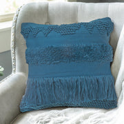 Royal Blue Handloom Fringe Cushion Set of 2 – Decorative Throw Pillow, Home Decor