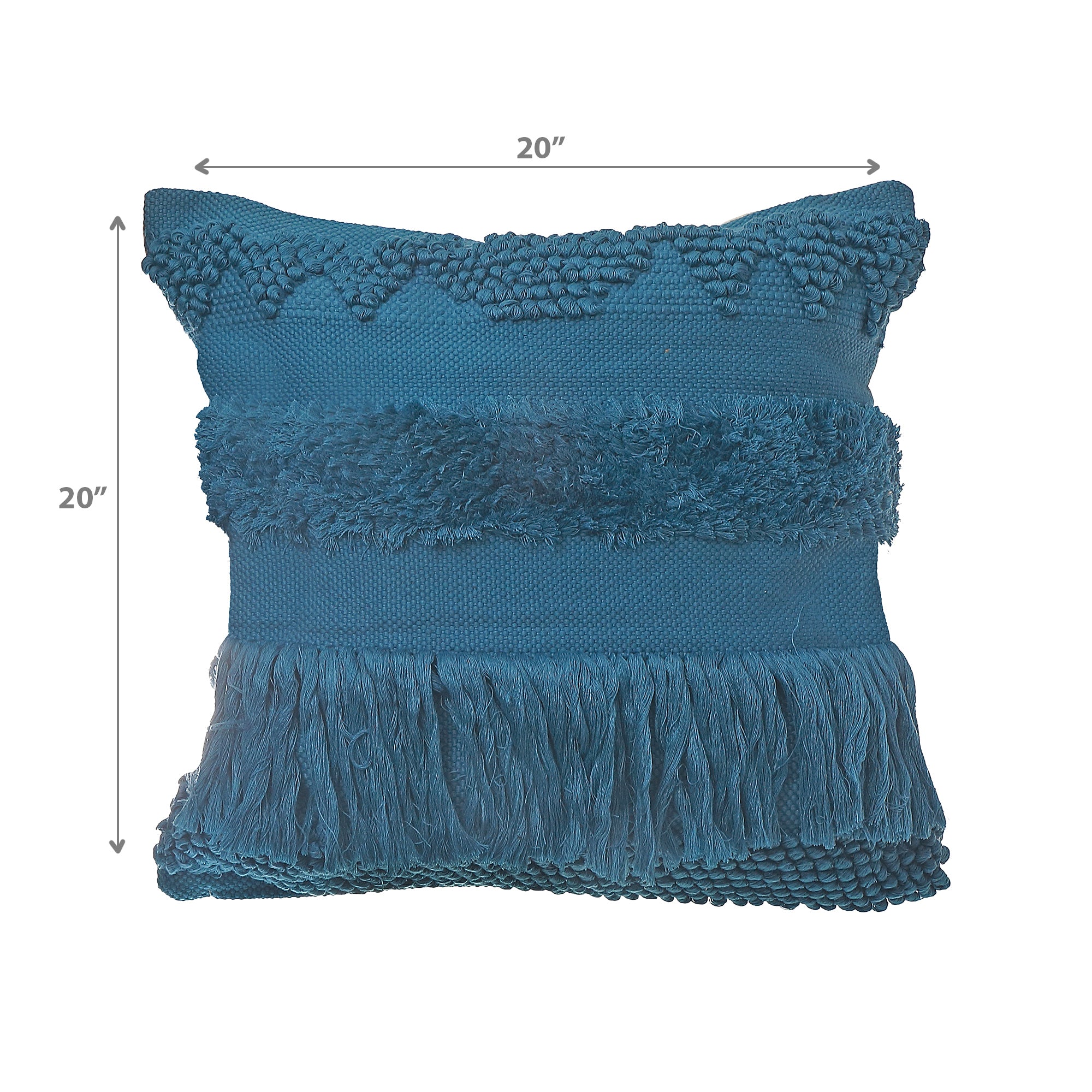 Royal Blue Handloom Fringe Cushion Set of 2 – Decorative Throw Pillow, Home Decor