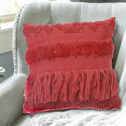 Rust Handloom Fringe Cushion Set of 2 – Decorative Throw Pillow, Home Decor