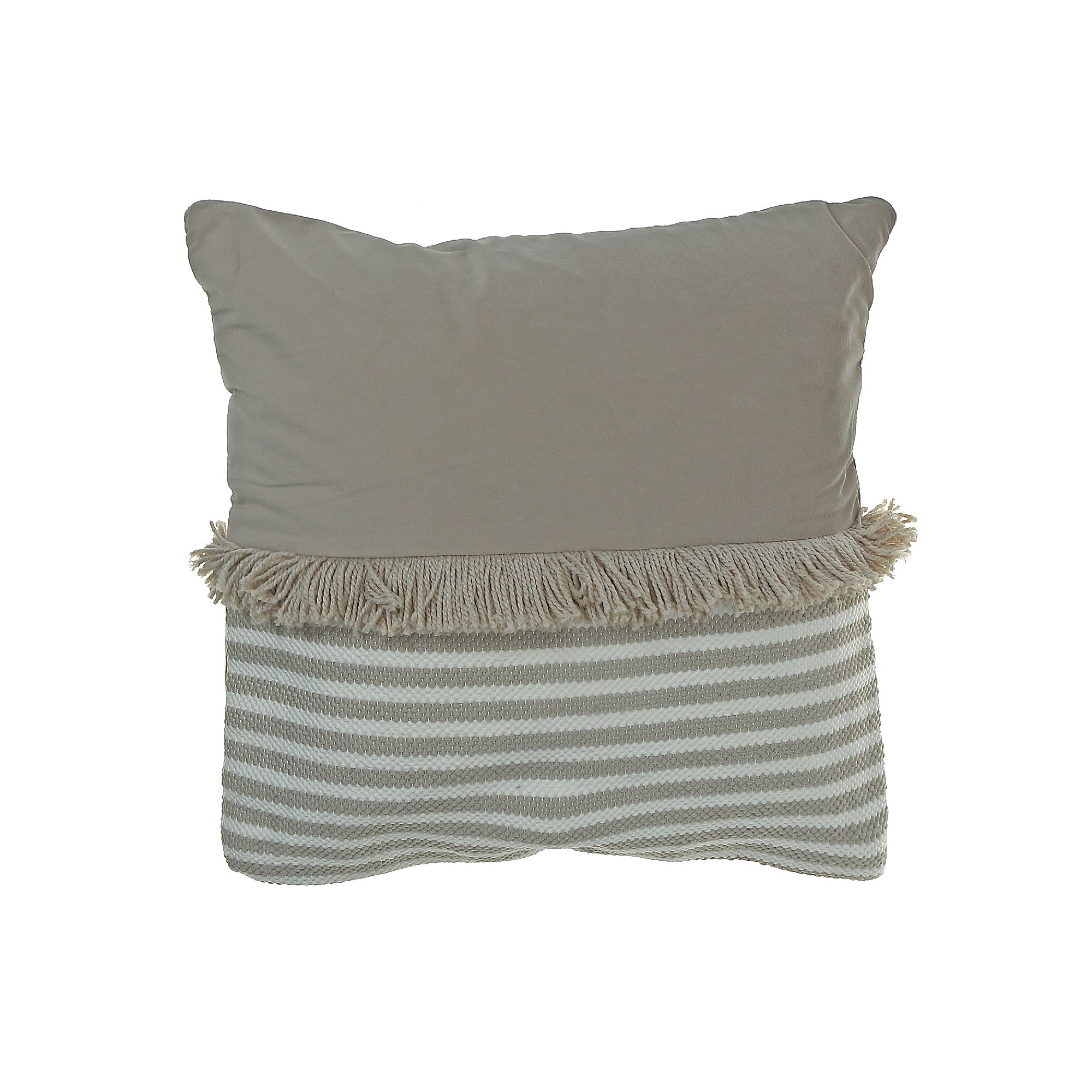 Handwoven Stripe With Fringe Cushion Set Of 2, Striped Cushion With Fringe Set, Handwoven Cotton Throw Pillows, Boho Sofa Accent
