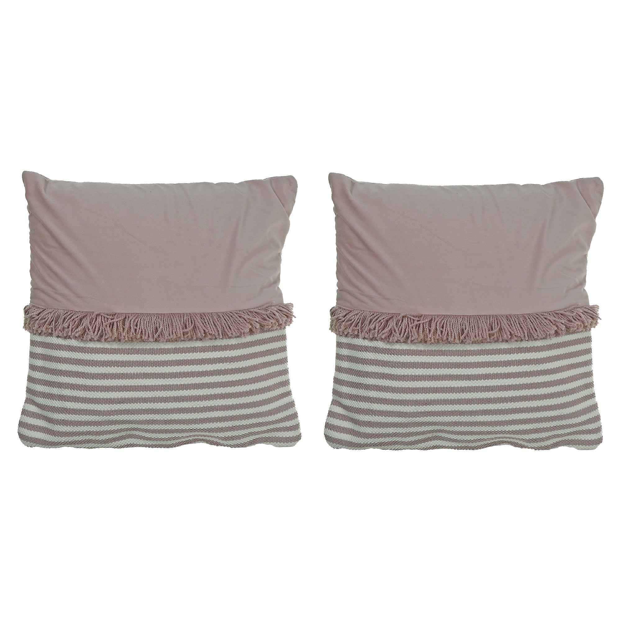 Handwoven Stripe With Fringe Cushion Set Of 2, Striped Cushion With Fringe Set, Handwoven Cotton Throw Pillows, Boho Sofa Accent