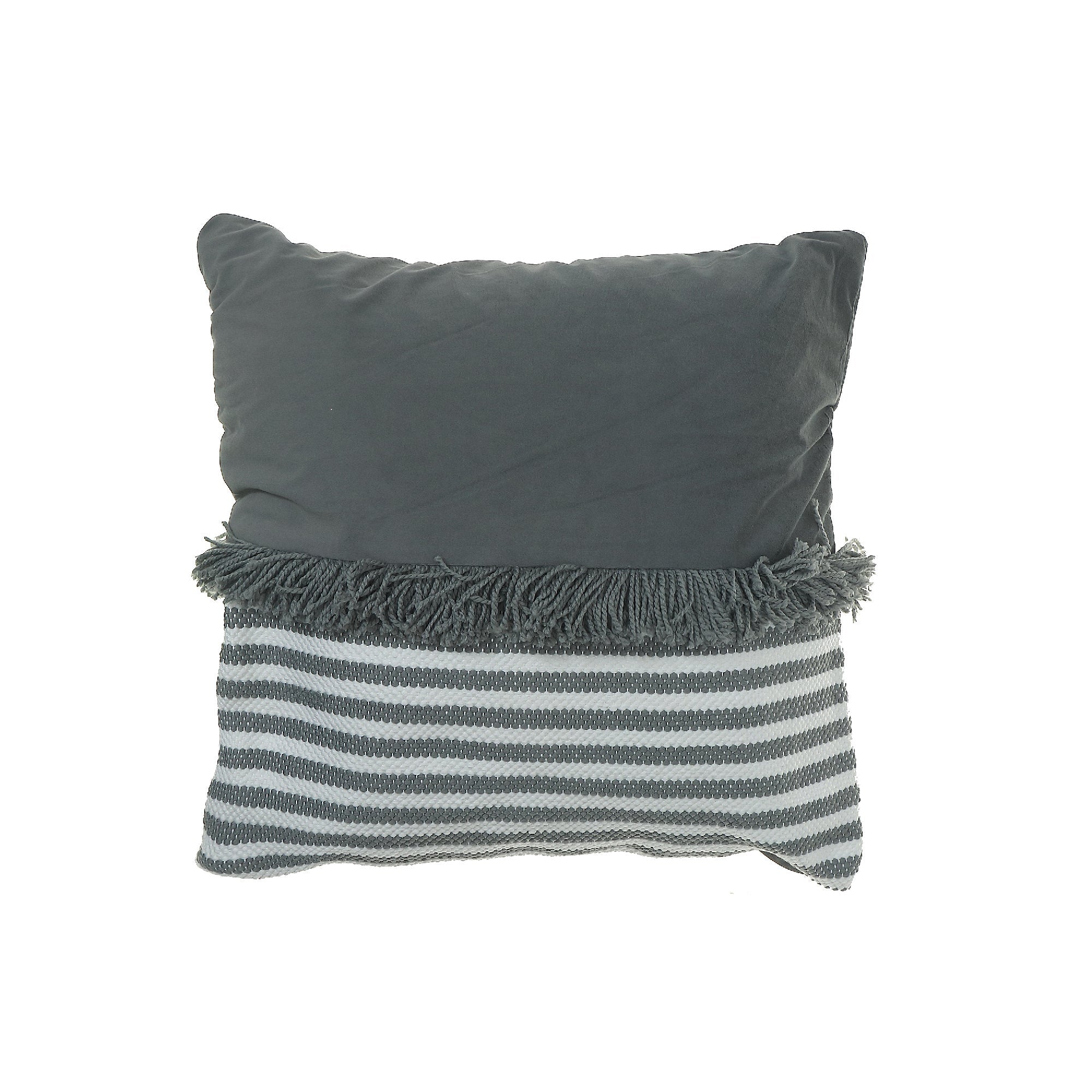 Handwoven Stripe With Fringe Cushion Set Of 2, Striped Cushion With Fringe Set, Handwoven Cotton Throw Pillows, Boho Sofa Accent
