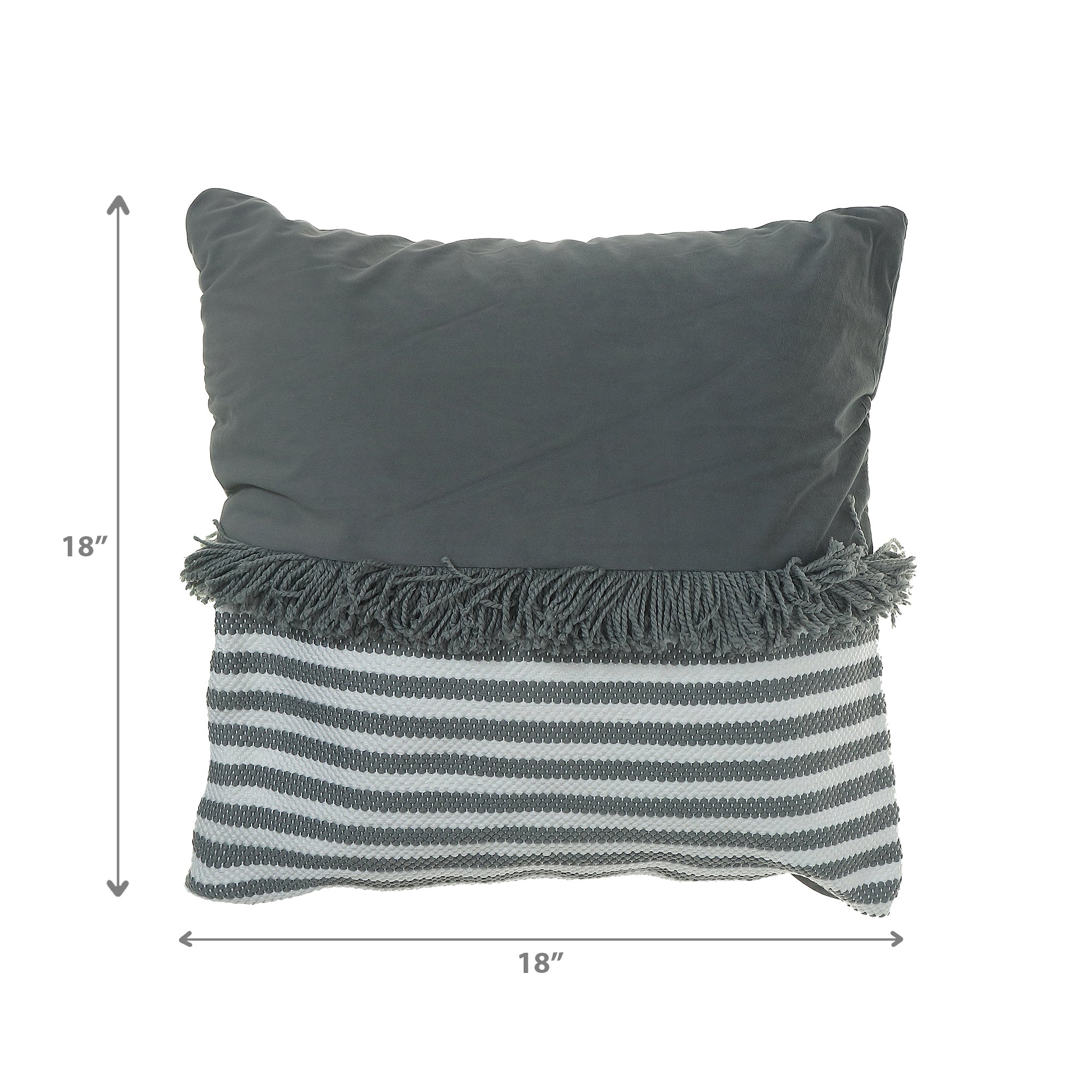 Handwoven Stripe With Fringe Cushion Set Of 2, Striped Cushion With Fringe Set, Handwoven Cotton Throw Pillows, Boho Sofa Accent
