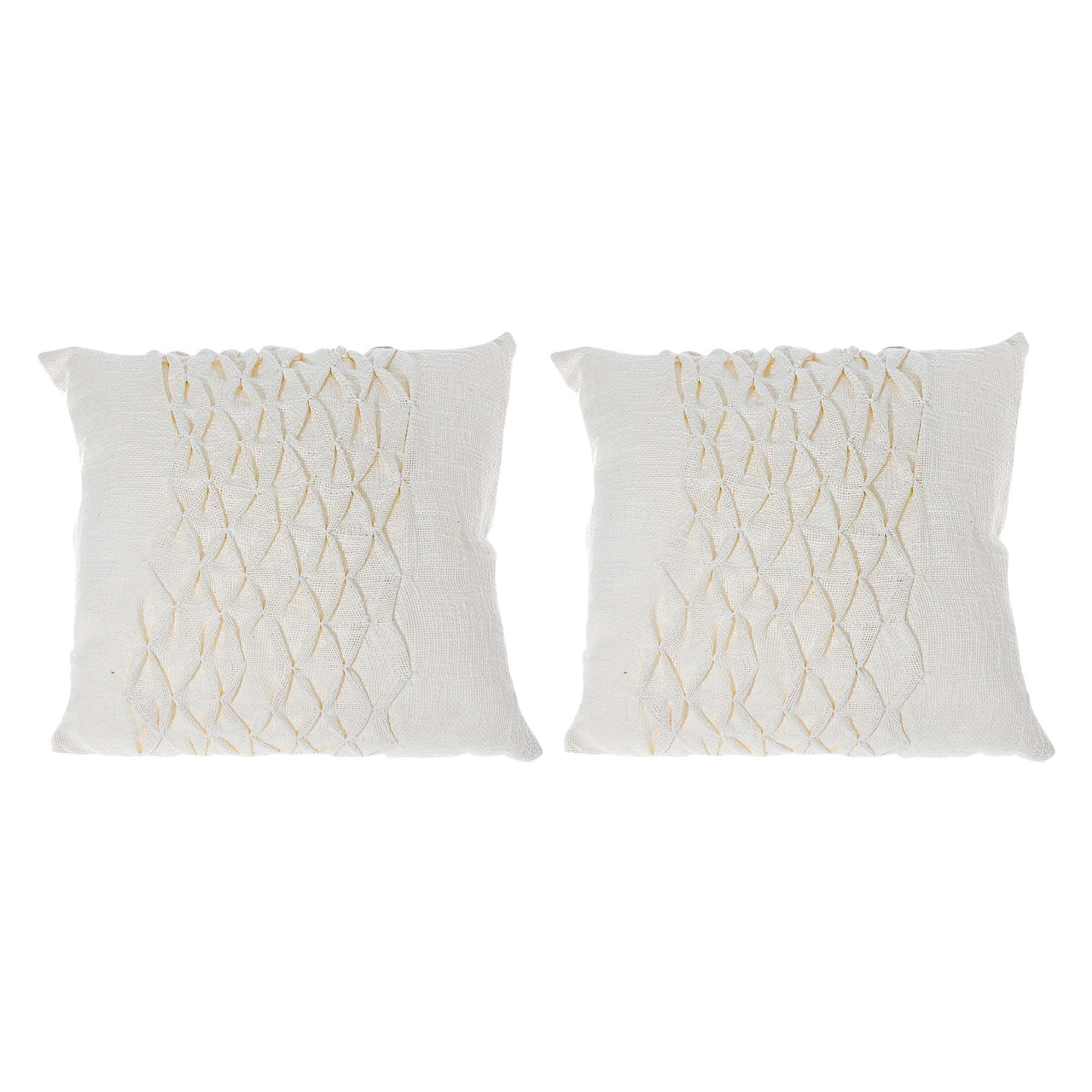 Lattice Cotton Handwoven Cushion Ivory Set Of 2, Lattice Pattern Ivory Cushion Set, Handwoven Cotton Throw Pillows, Modern Farmhouse Decor