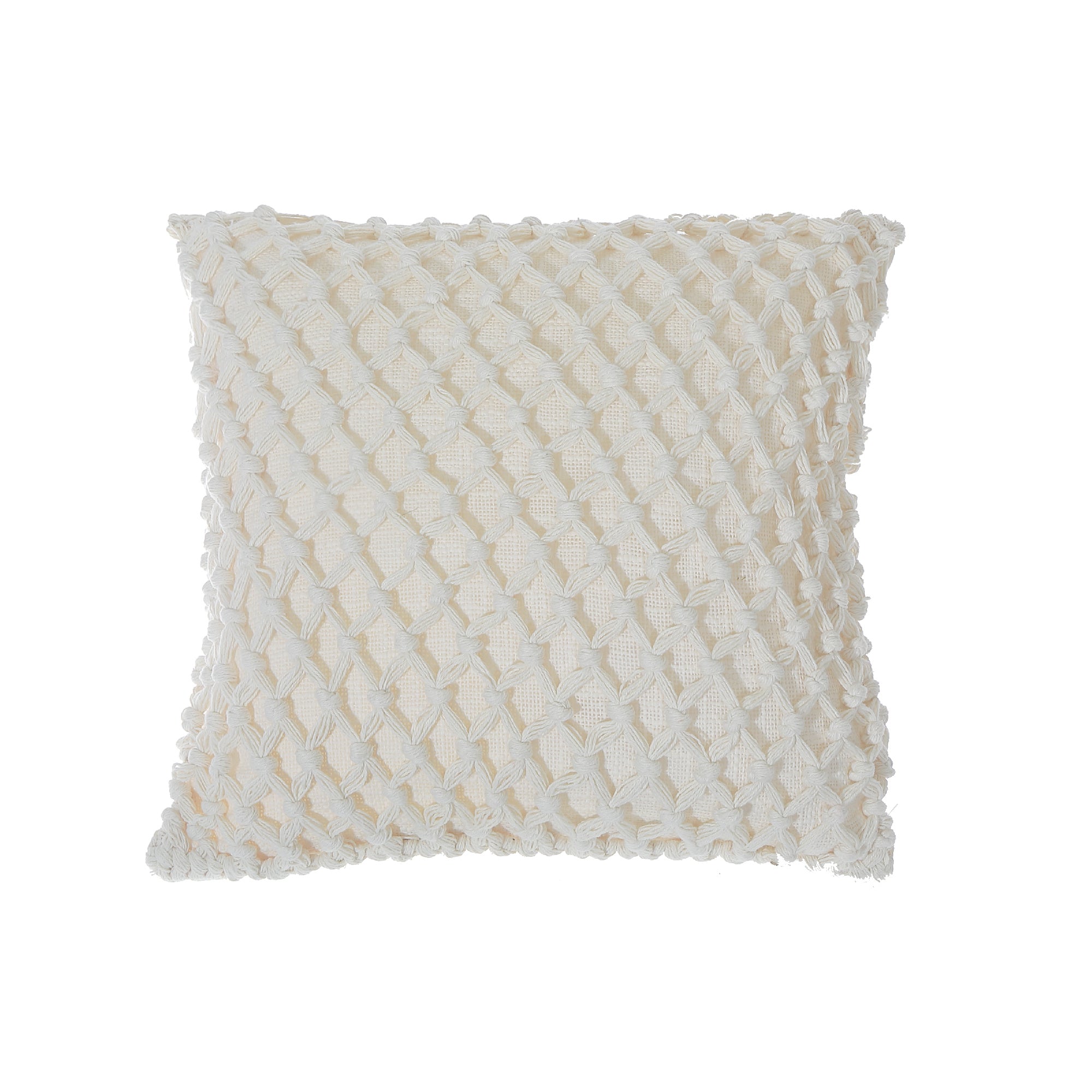 Braided Weave Cotton Handwoven Cushion Ivory Set Of 2, Braided Cotton Ivory Cushion Set, Handwoven Sofa Pillows, Textured Home Decor Accent