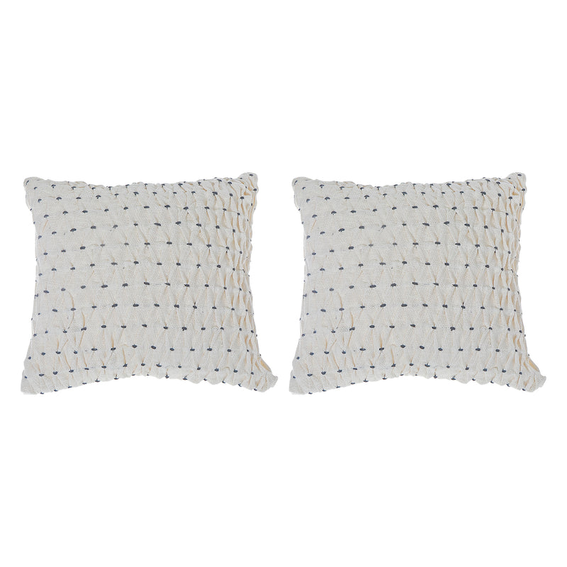 Braided Weave Black Knot Cotton Handwoven Cushion Ivory - Set of 2