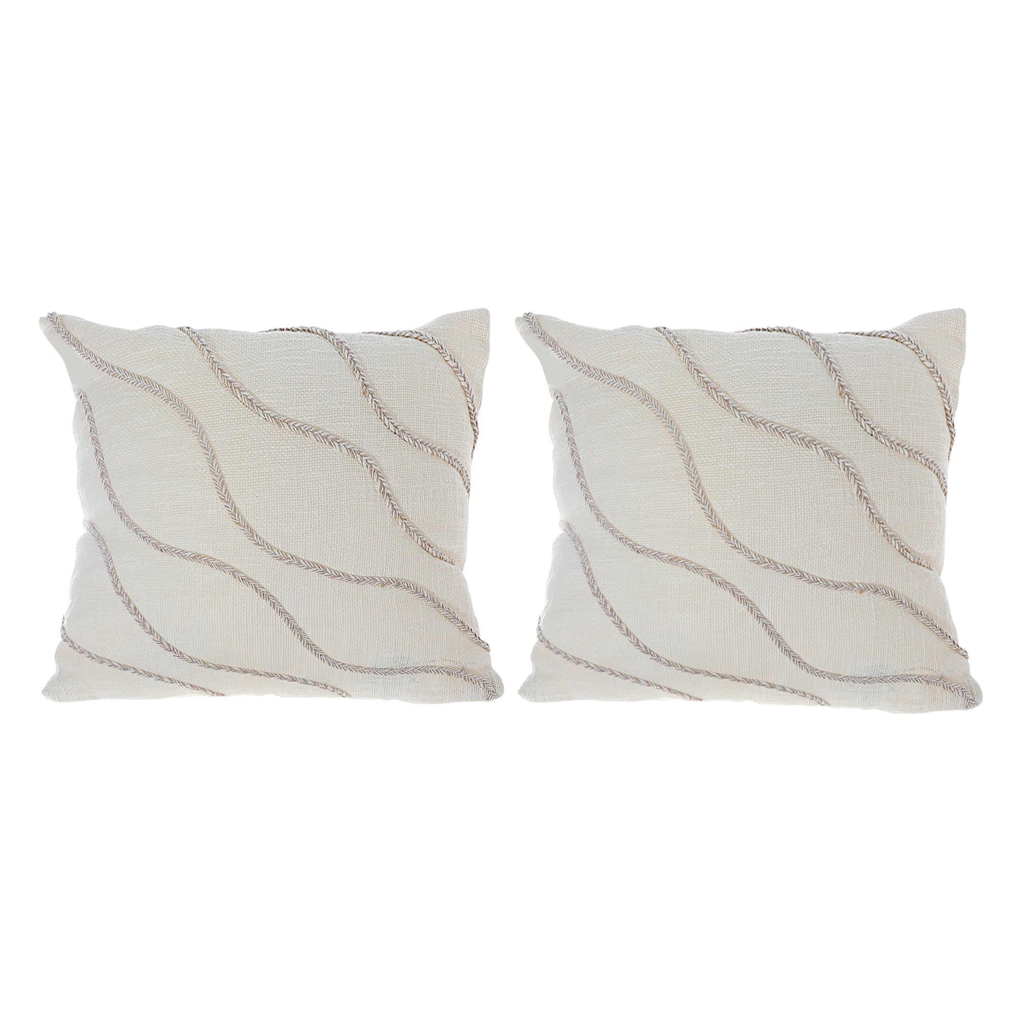 Boho Pattern Cotton Handwoven Cushion Ivory Set Of 2, Boho Ivory Cotton Cushion Set, Handwoven Decorative Throw Pillows, Textured Sofa Accent