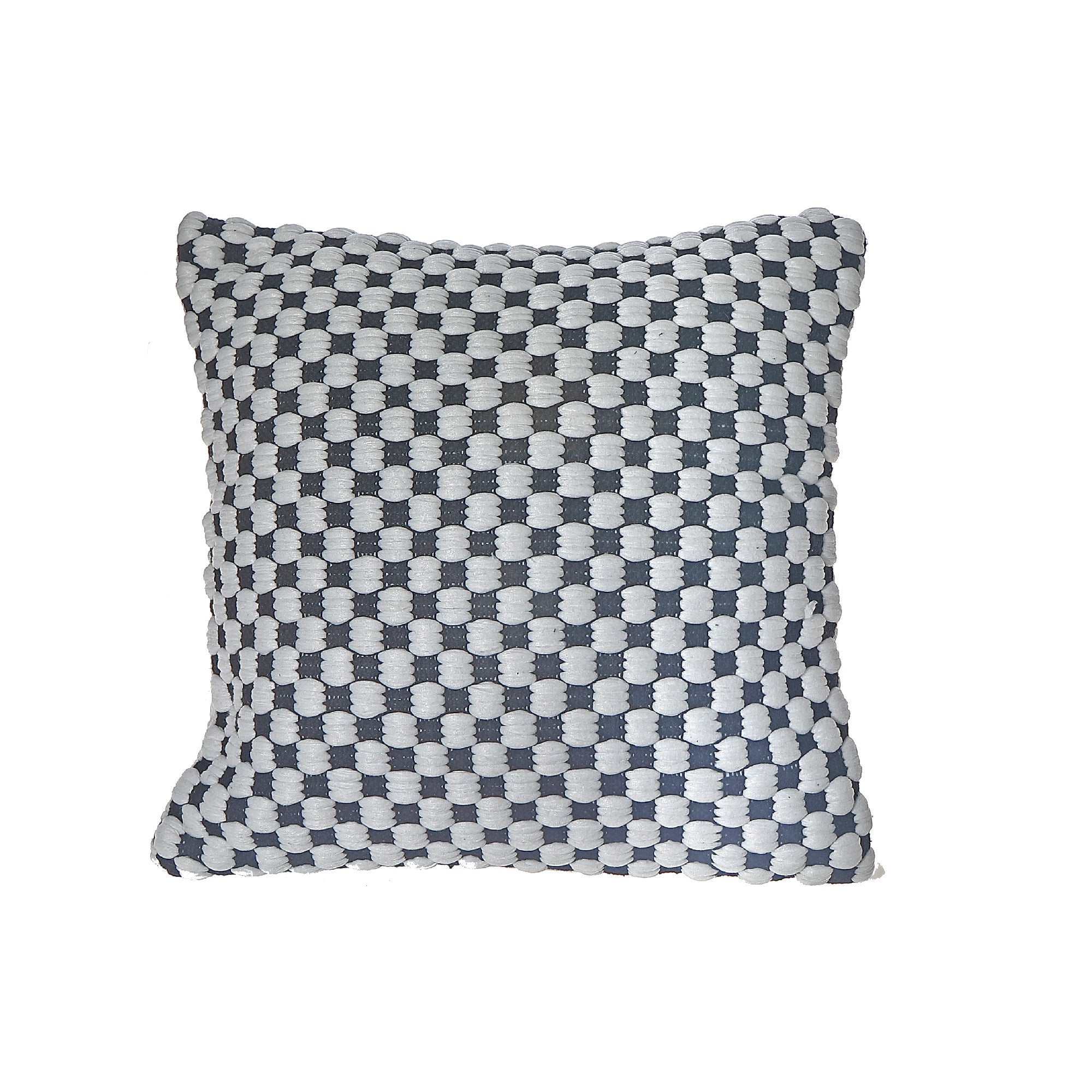 Black Checkered Pattern Cotton Handwoven Decorative Cushion - Set of 2