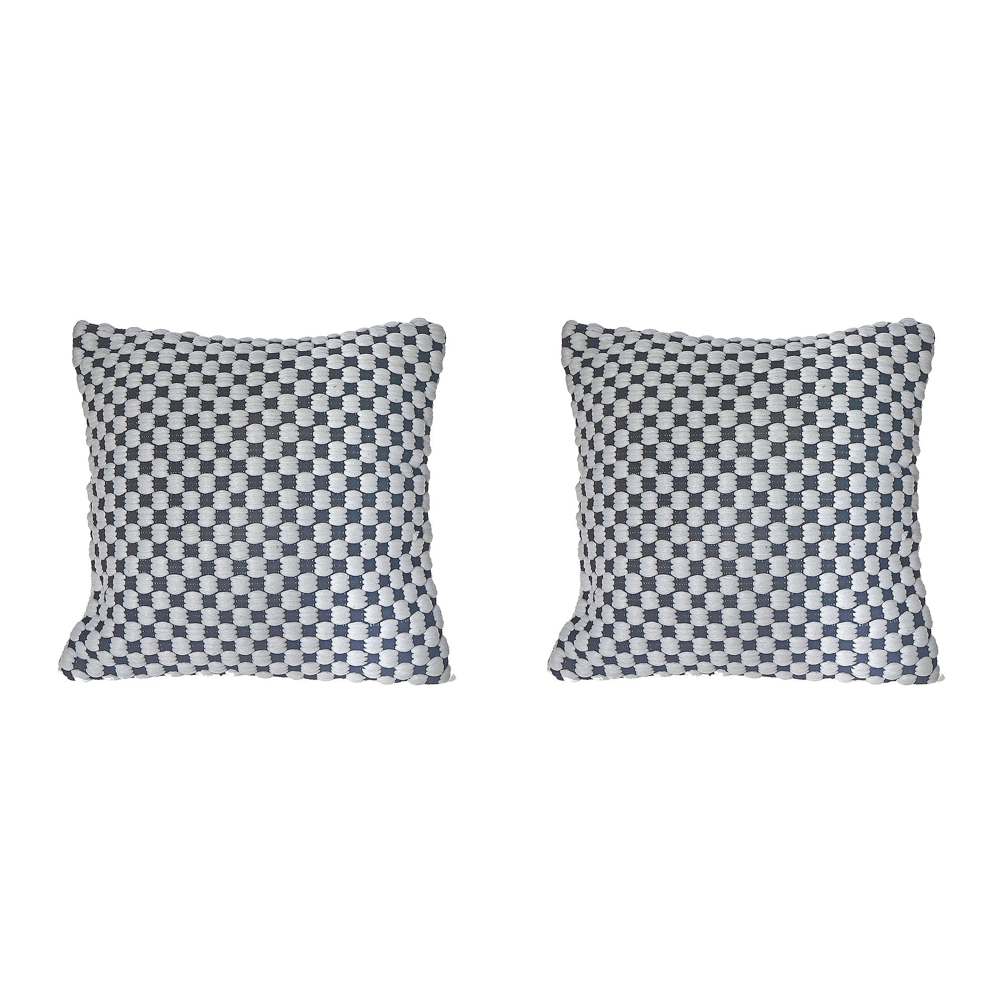 Black Checkered Pattern Cotton Handwoven Decorative Cushion - Set of 2