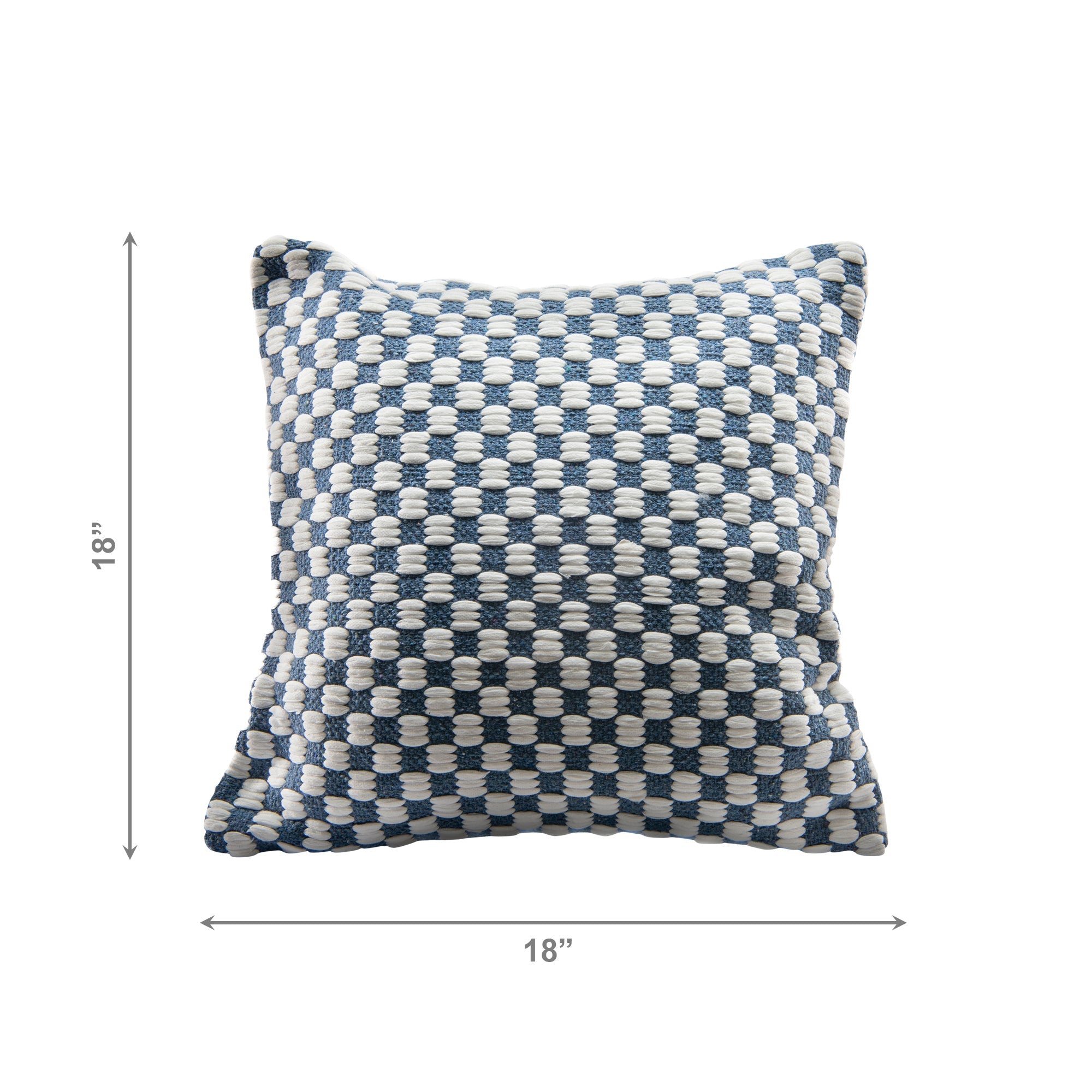 Blue Checkered Pattern Cotton Handwoven Decorative Cushion - Set of 2