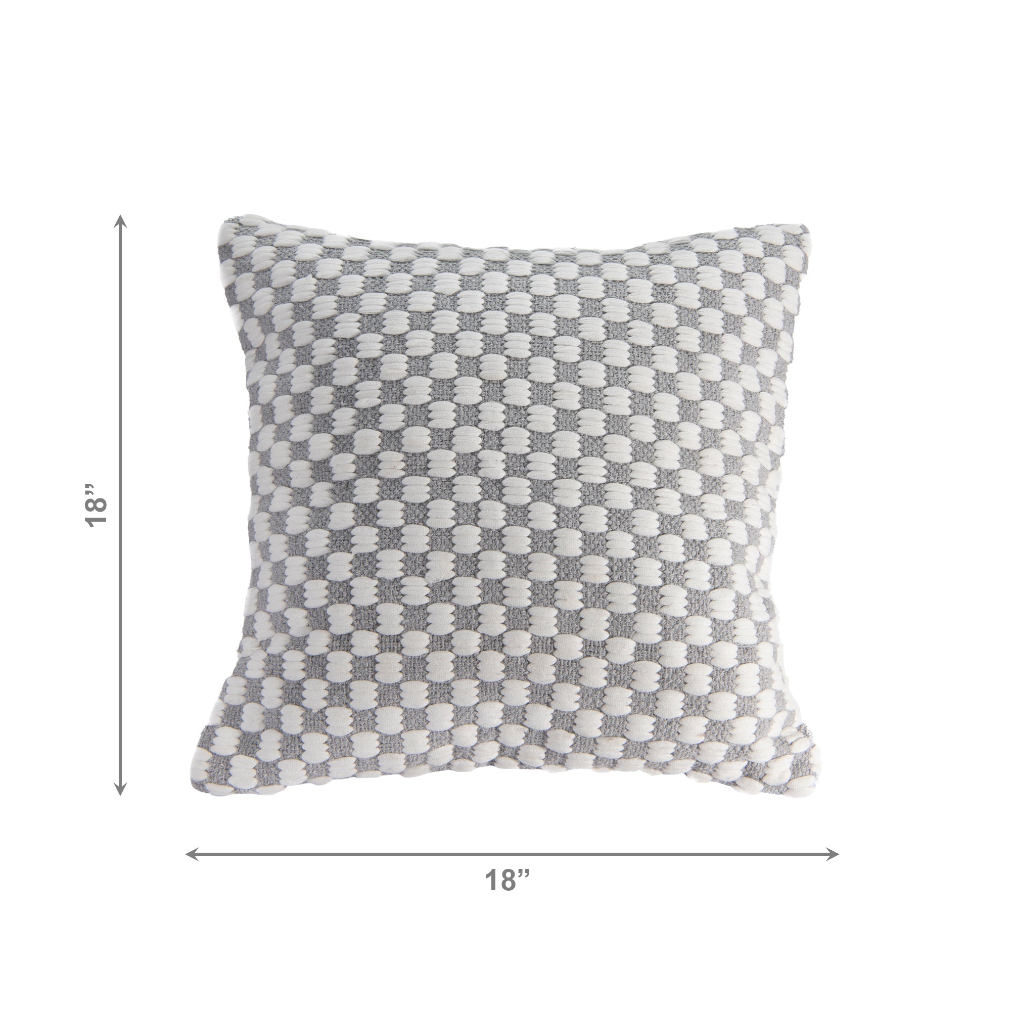 Silver Checkered Pattern Cotton Handwoven Decorative Cushion - Set of 2