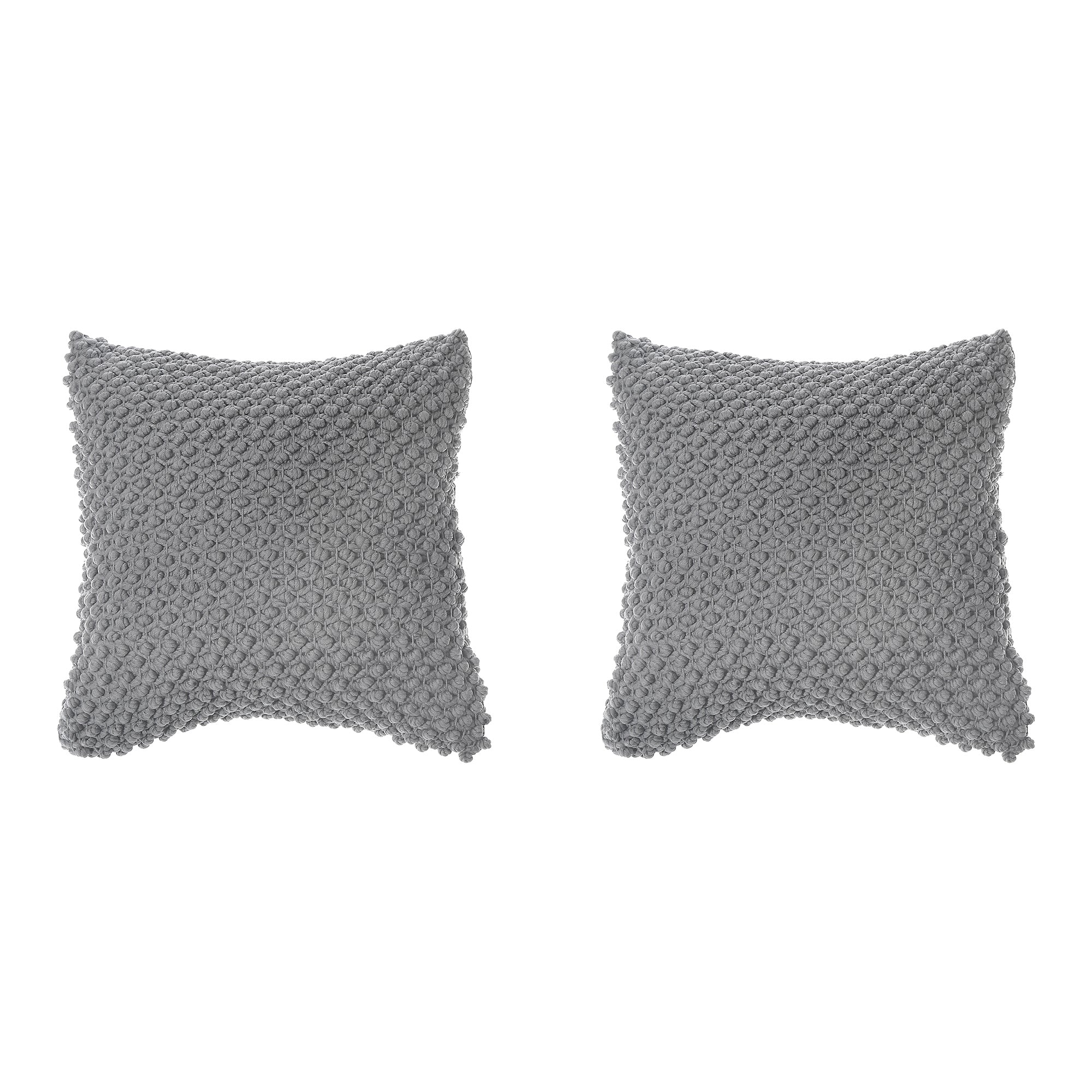 Light Gray Textured Cotton Handwoven Throw Cushion for Living Room - Set of 2