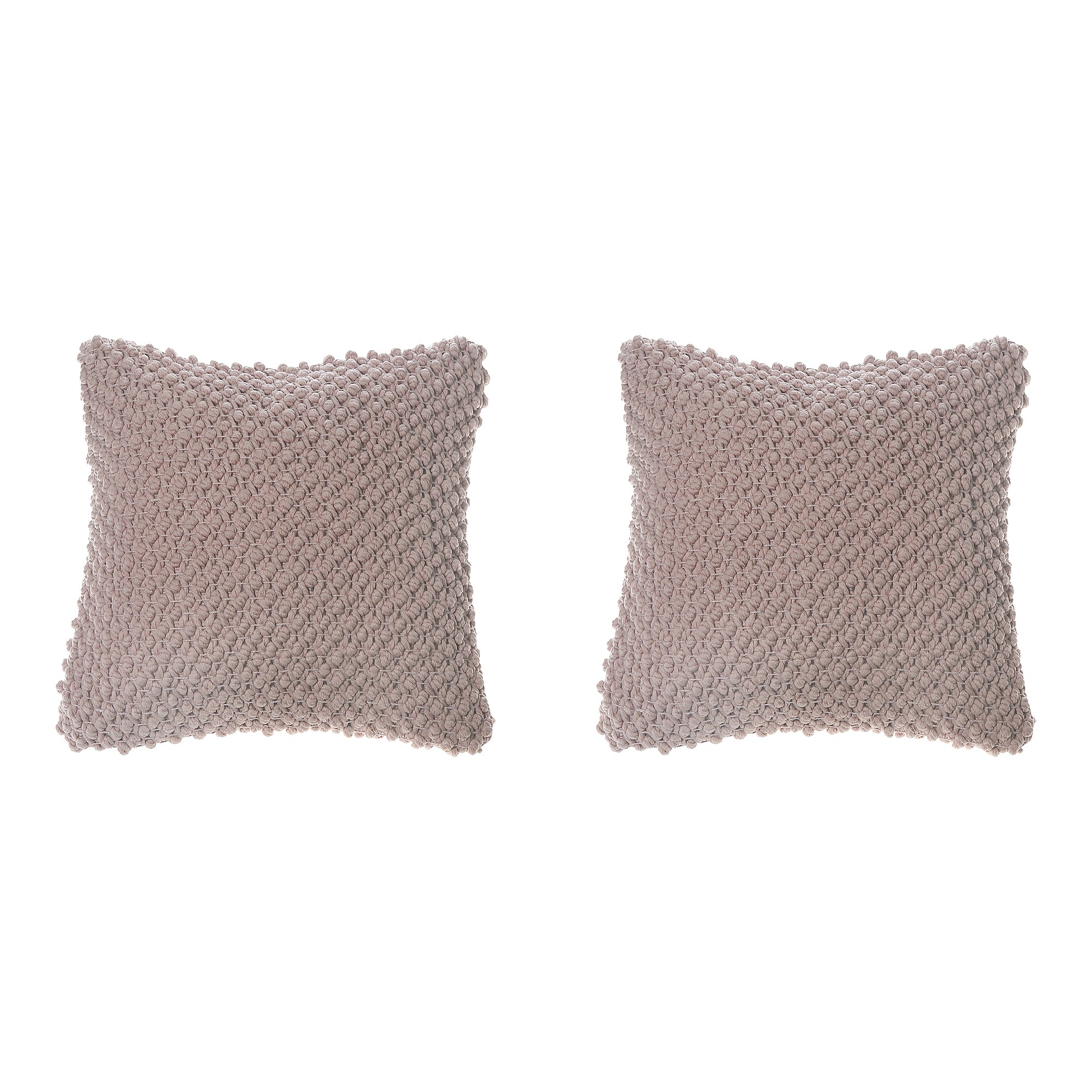 Dusty Rose Textured Cotton Handwoven Throw Cushion for Bedroom - Set of 2