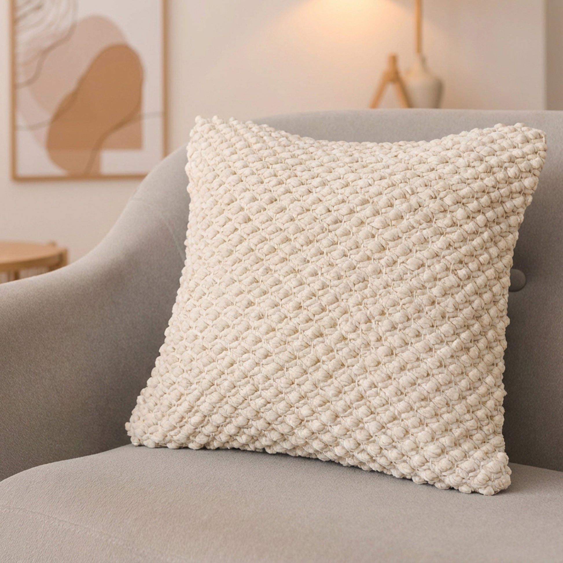 White Textured Cotton Handwoven Throw Cushion for Versatile Décor - Set of 2