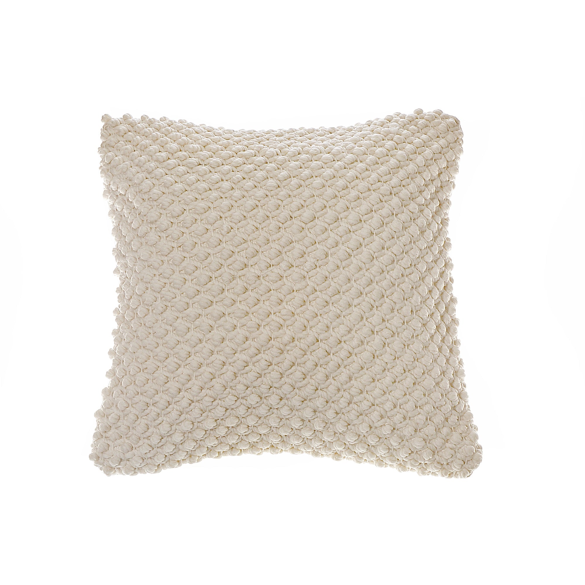 White Textured Cotton Handwoven Throw Cushion for Versatile Décor - Set of 2