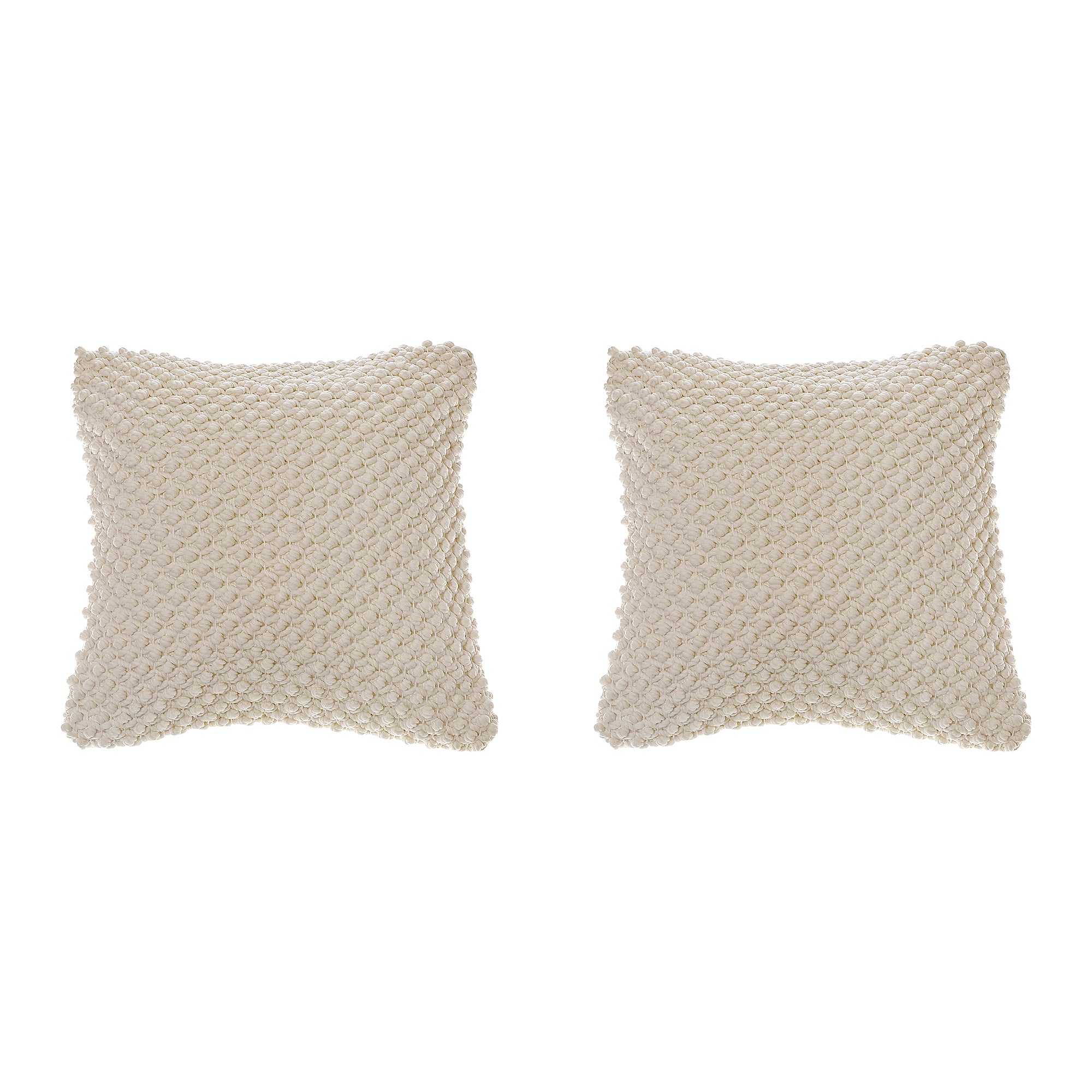 White Textured Cotton Handwoven Throw Cushion for Versatile Décor - Set of 2