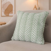 Fern Green Cotton Handwoven Decorative Cushion with Nature Motif - Set of 2