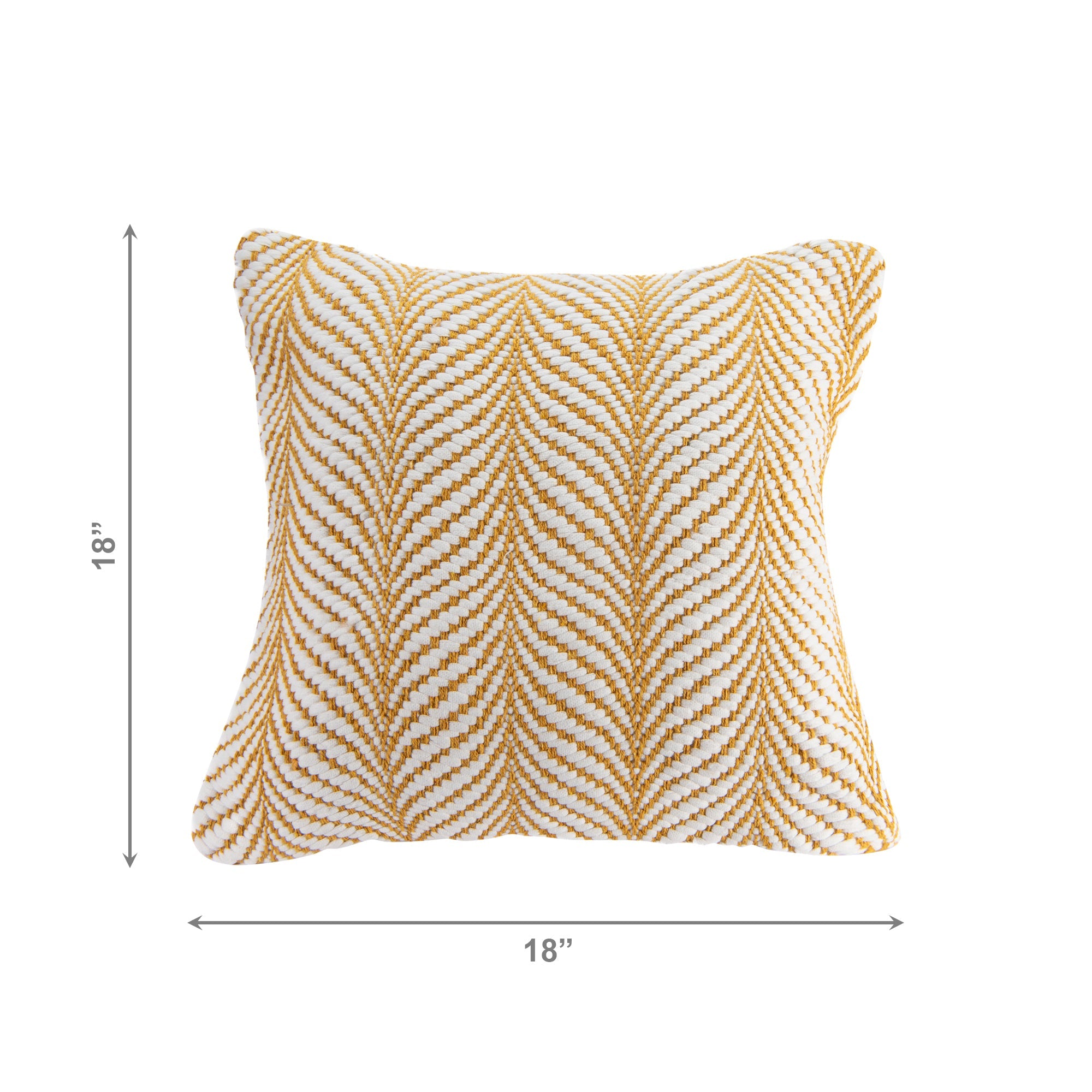 Yellow Fern Pattern Cotton Handwoven Decorative Cushion - Set of 2