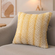 Yellow Fern Pattern Cotton Handwoven Decorative Cushion - Set of 2