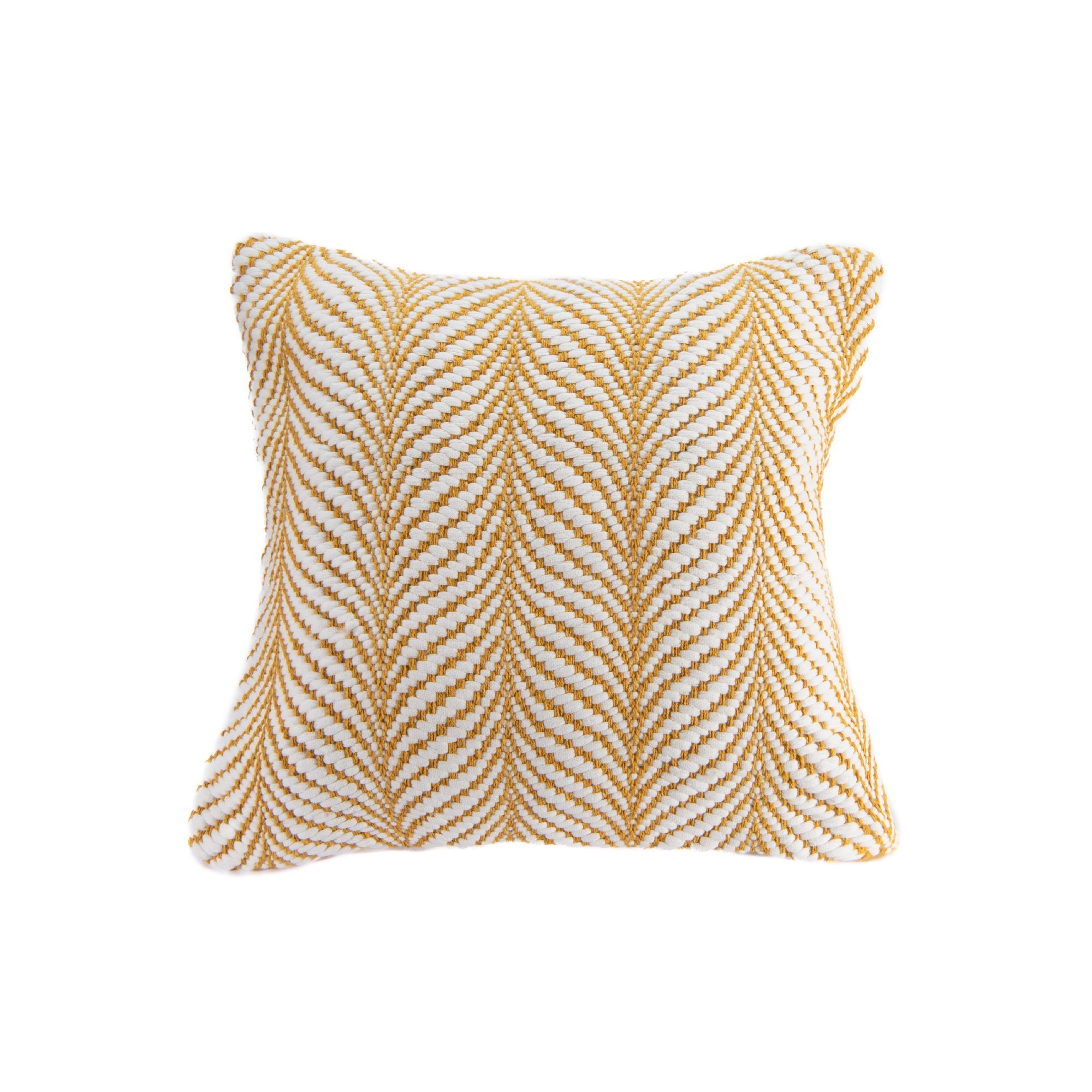 Yellow Fern Pattern Cotton Handwoven Decorative Cushion - Set of 2