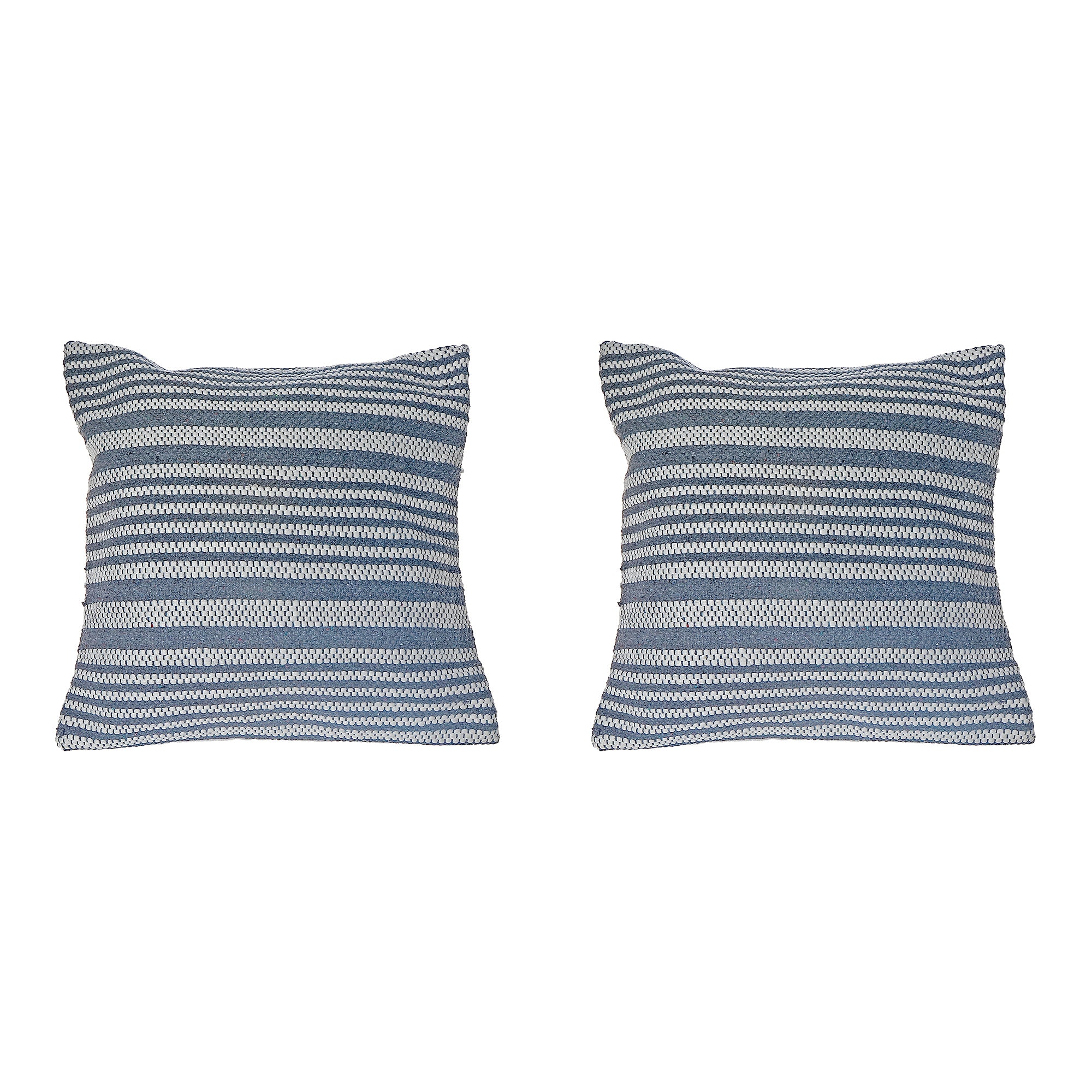 Gray Striped Cotton Handwoven Decorative Cushion for Modern Interiors - Set of 2