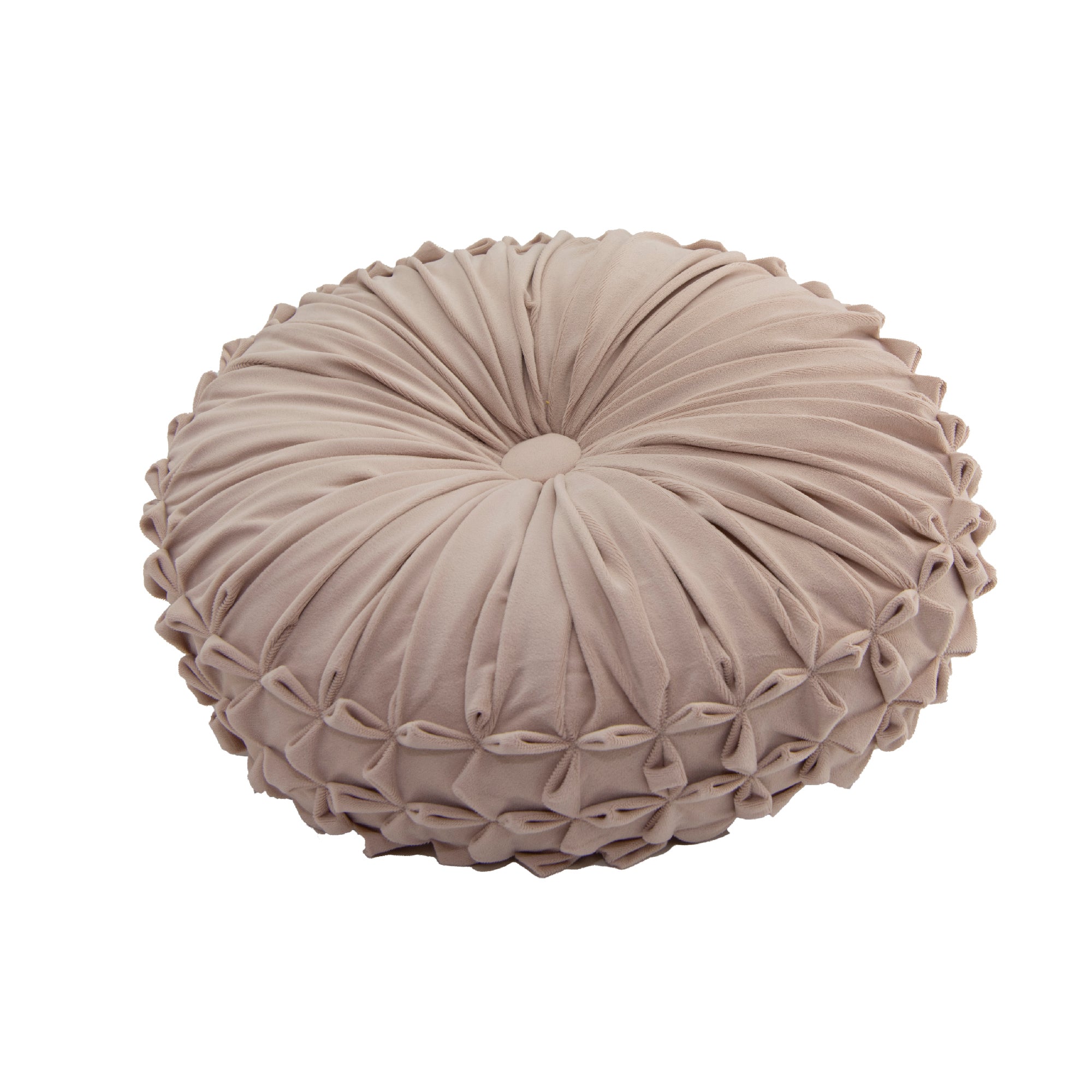 Soft Blush-Colored Velvet Round Decorative Cushion - Set of 2