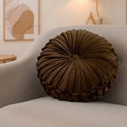 Rich Chocolate Brown Velvet Round Decorative Cushion - Set of 2