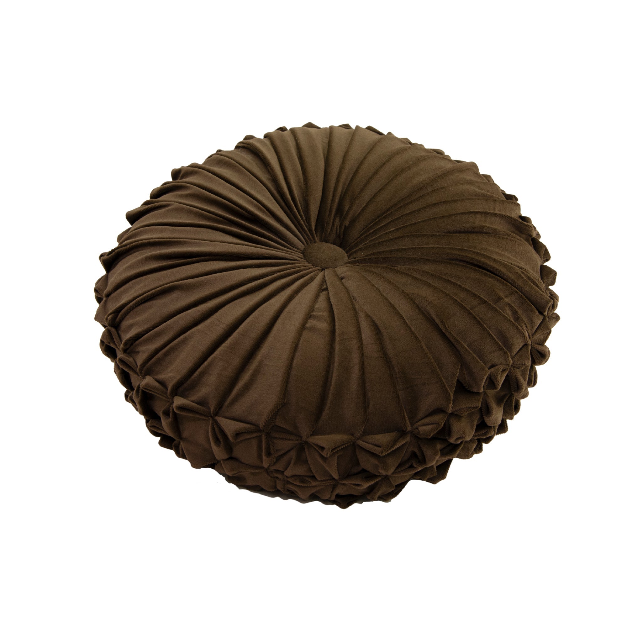 Rich Chocolate Brown Velvet Round Decorative Cushion - Set of 2