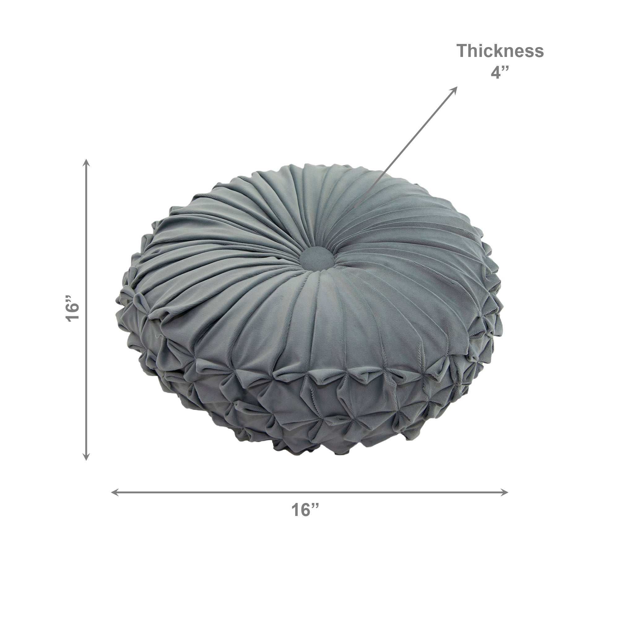 Elegant Grey Velvet Round Decorative Cushion - Set of 2