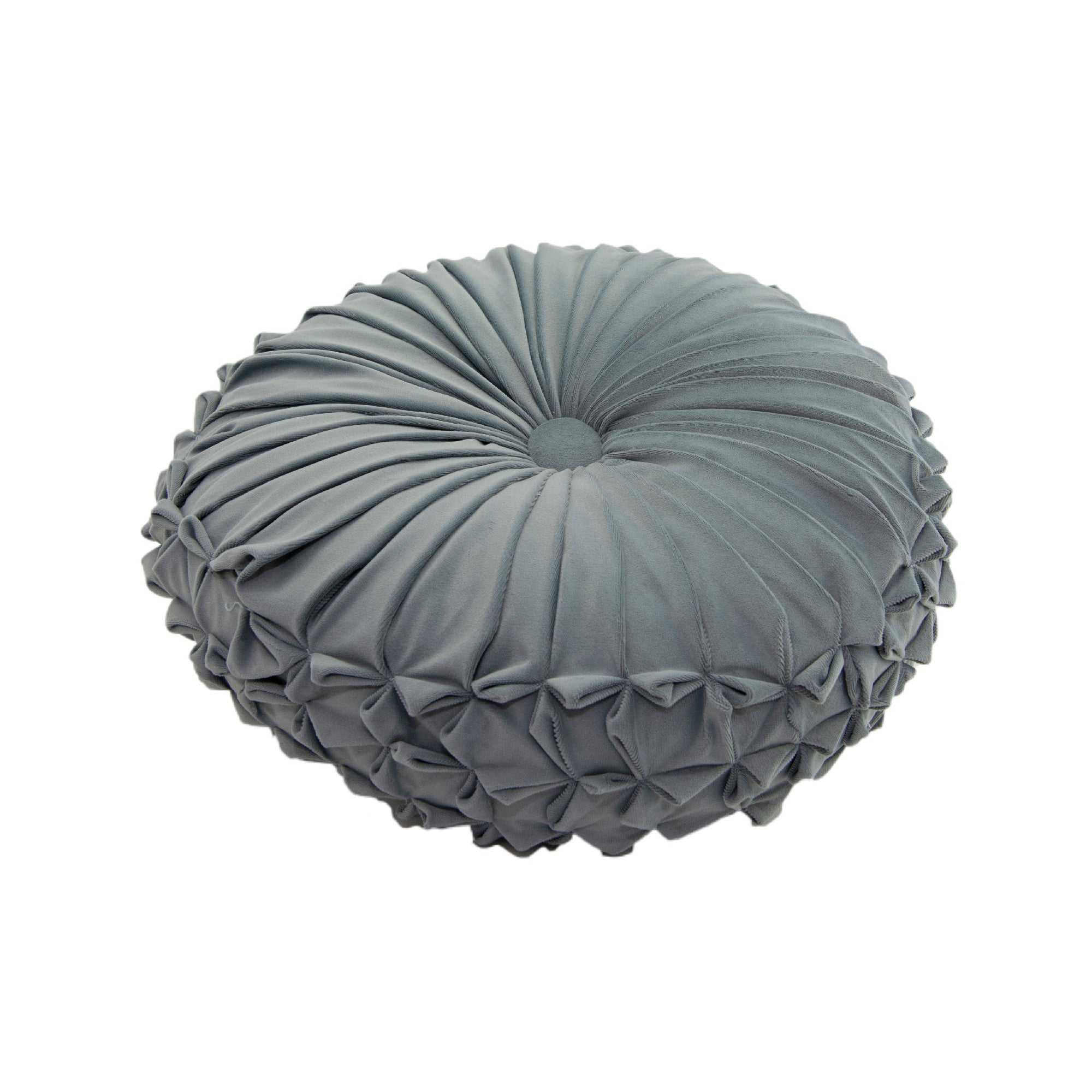Elegant Grey Velvet Round Decorative Cushion - Set of 2