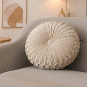 Ivory Velvet Round Decorative Cushion for Classic Décor - Set of 2