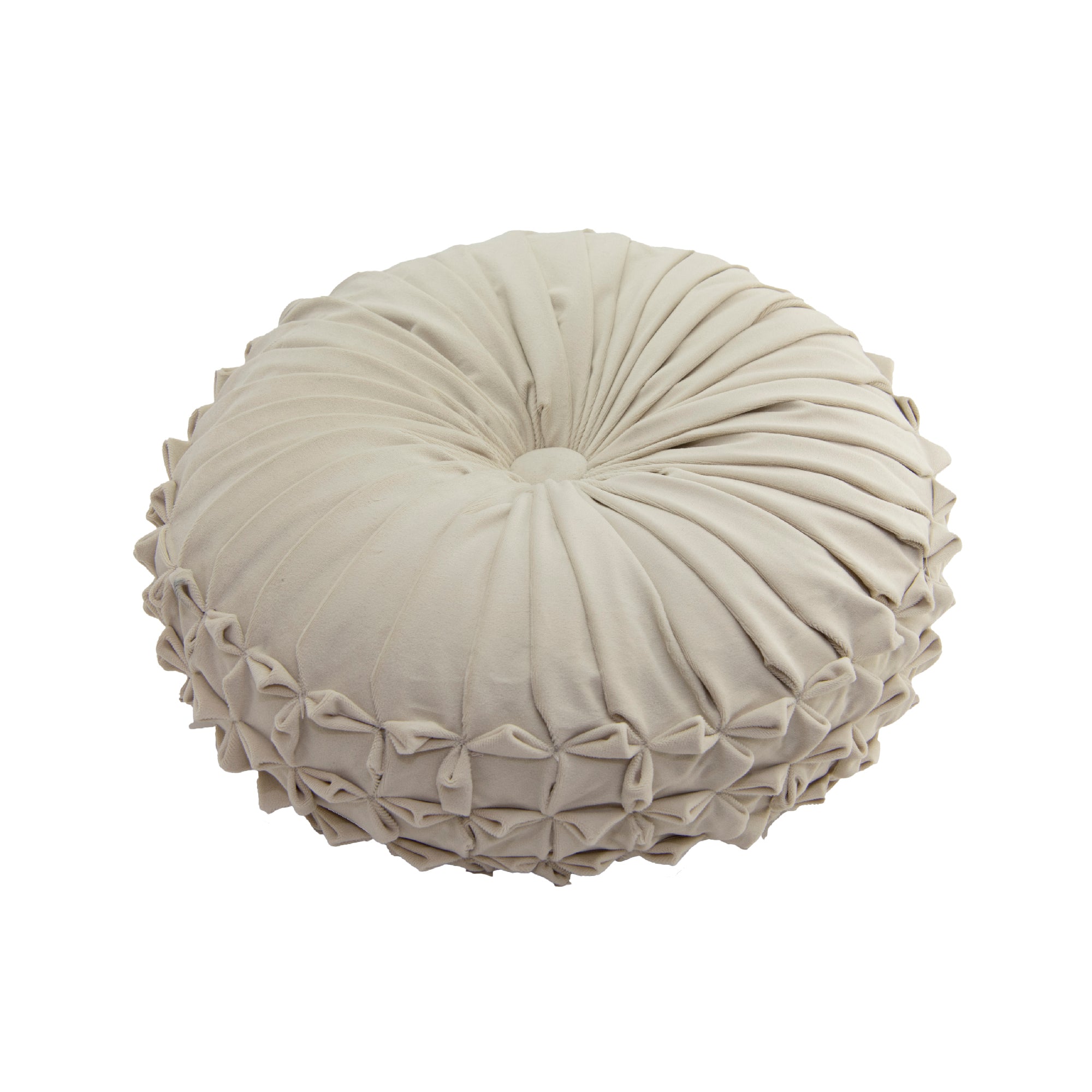 Ivory Velvet Round Decorative Cushion for Classic Décor - Set of 2