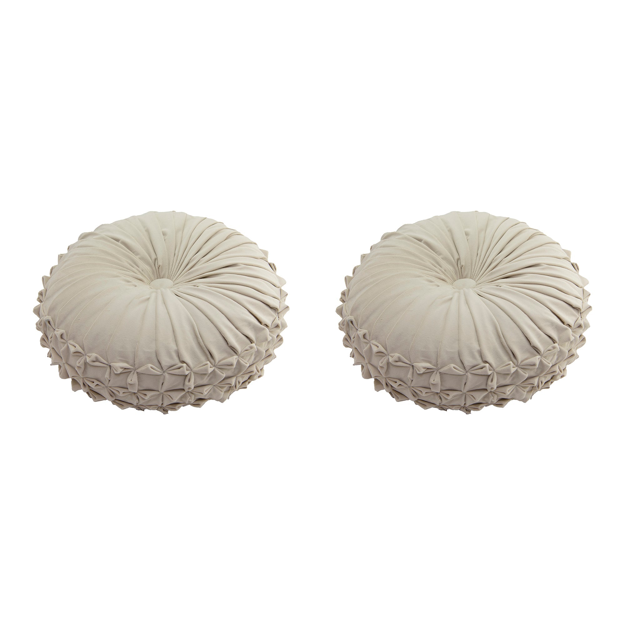 Ivory Velvet Round Decorative Cushion for Classic Décor - Set of 2