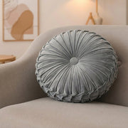 Shimmering Silver Velvet Round Decorative Cushion - Set of 2