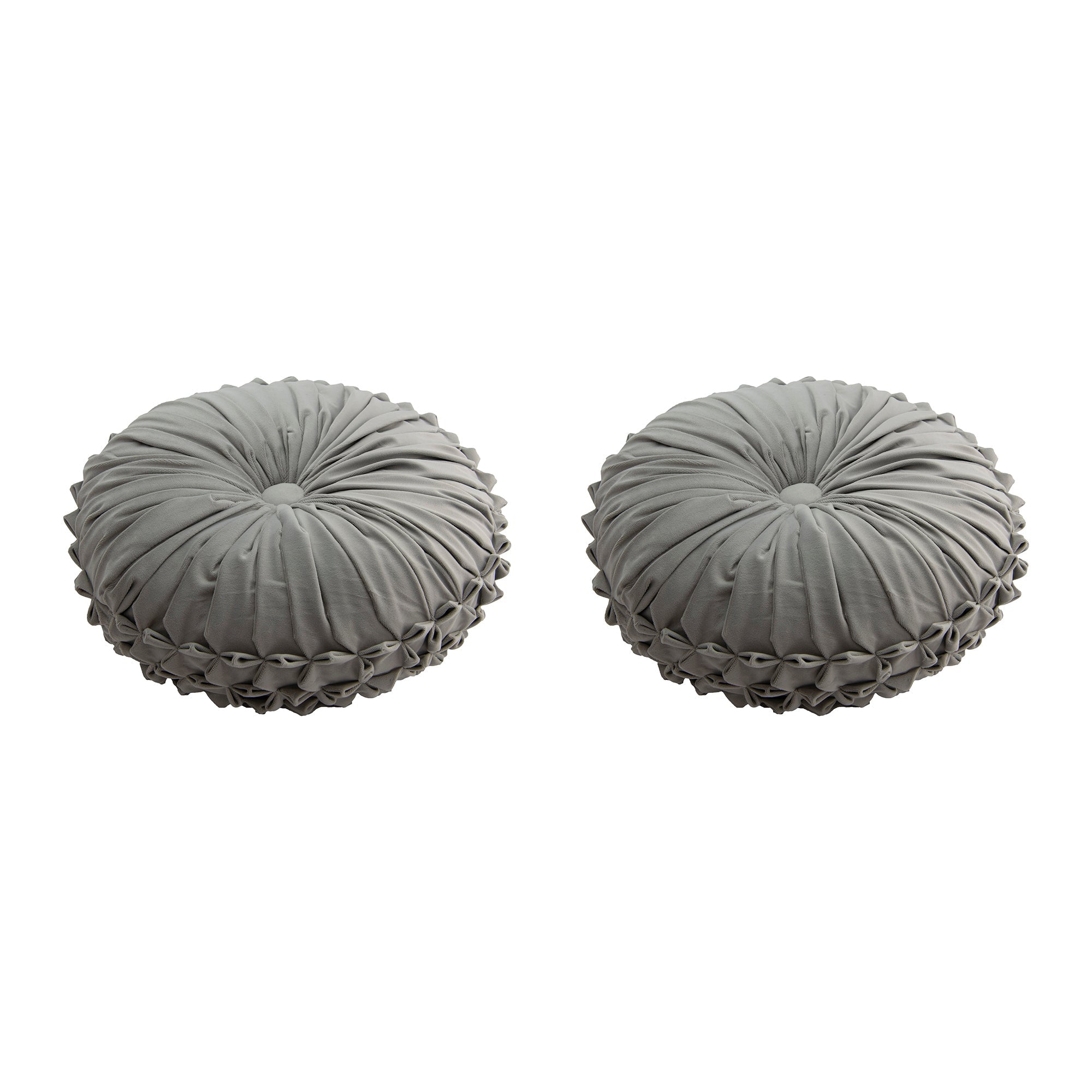 Shimmering Silver Velvet Round Decorative Cushion - Set of 2