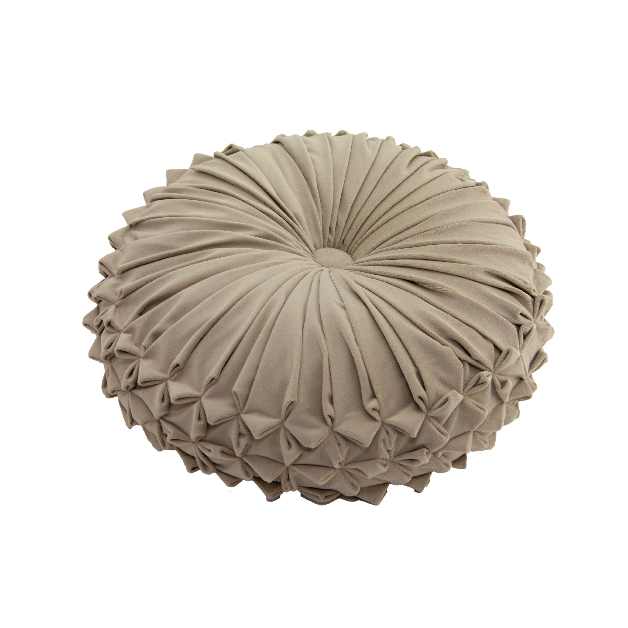 Neutral Taupe Velvet Round Decorative Cushion for Cozy Spaces - Set of 2