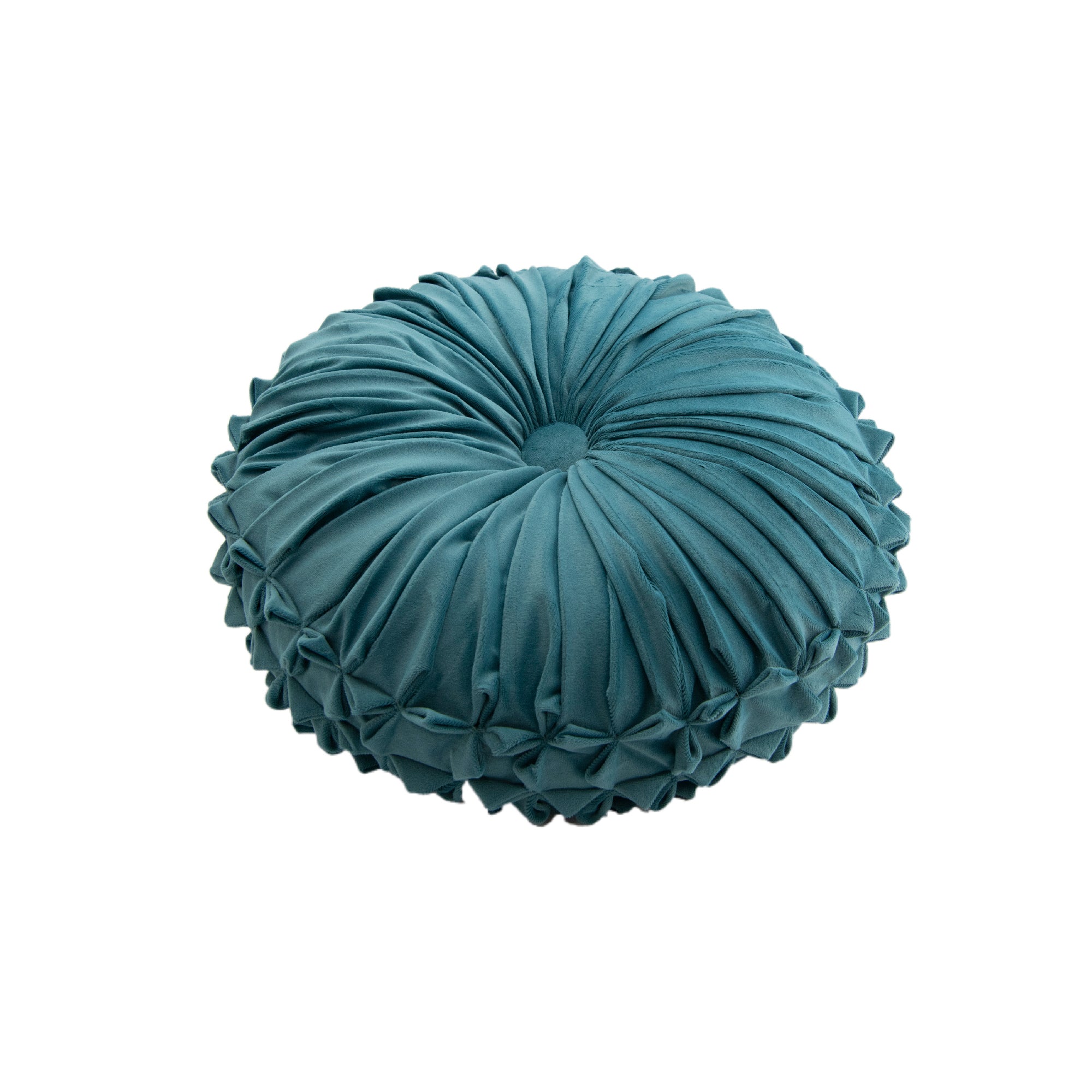 Vibrant Teal Velvet Round Decorative Cushion Accent - Set of 2