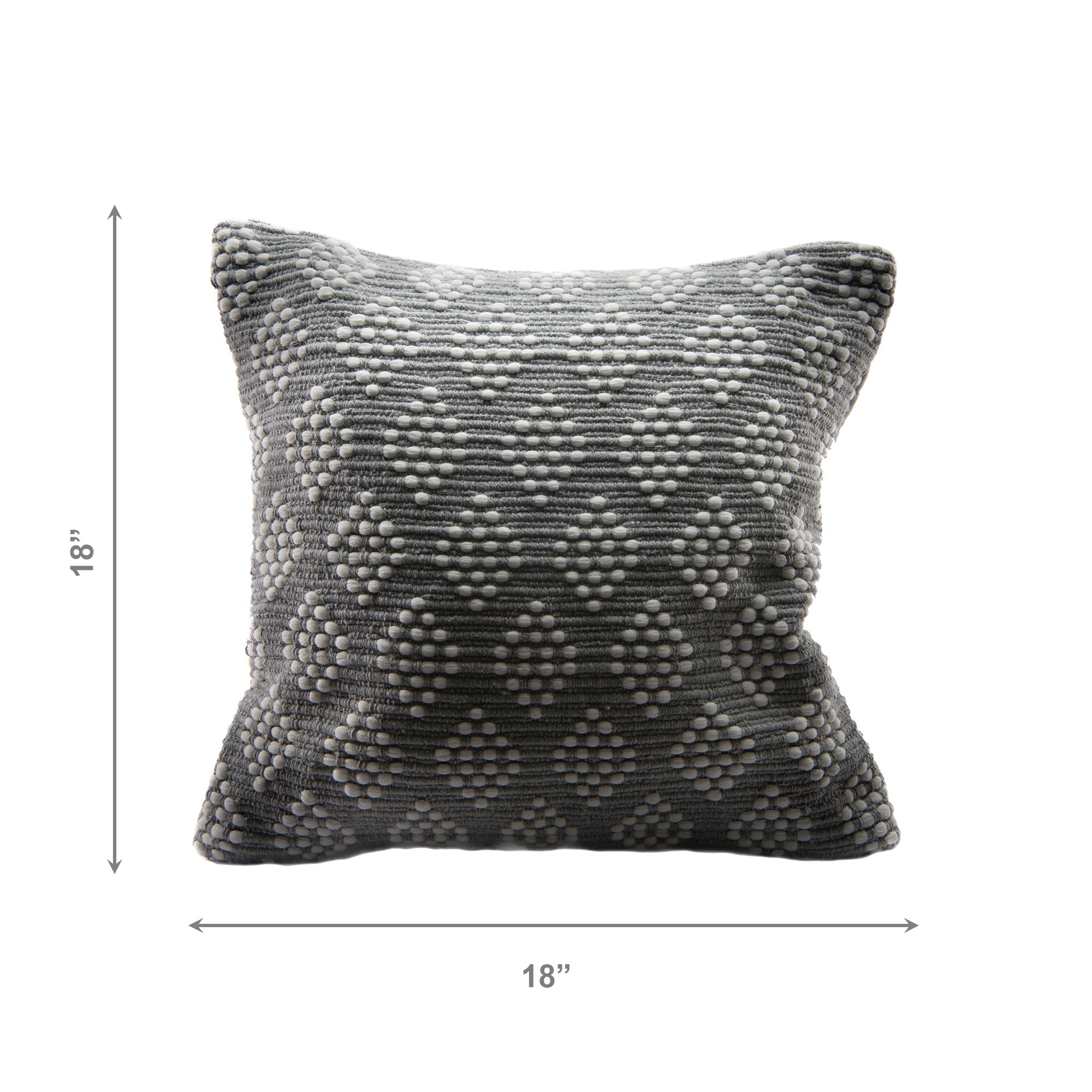 Gray Diamond Pattern Cotton Handwoven Decorative Cushion - Set of 2