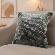 Gray Diamond Pattern Cotton Handwoven Decorative Cushion - Set of 2