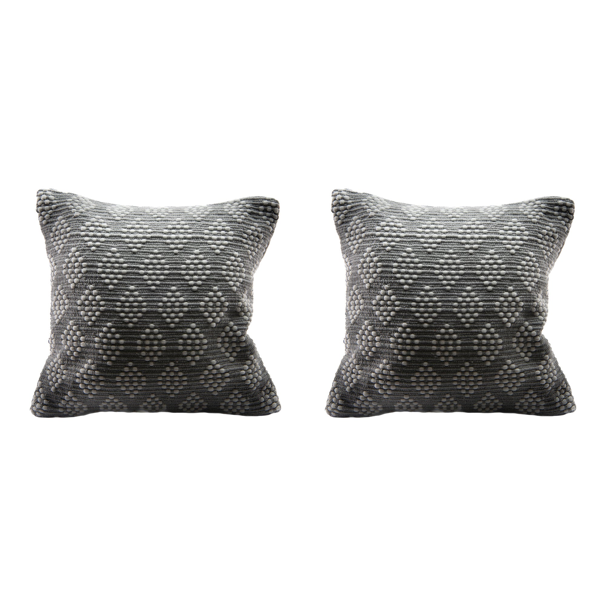 Gray Diamond Pattern Cotton Handwoven Decorative Cushion - Set of 2