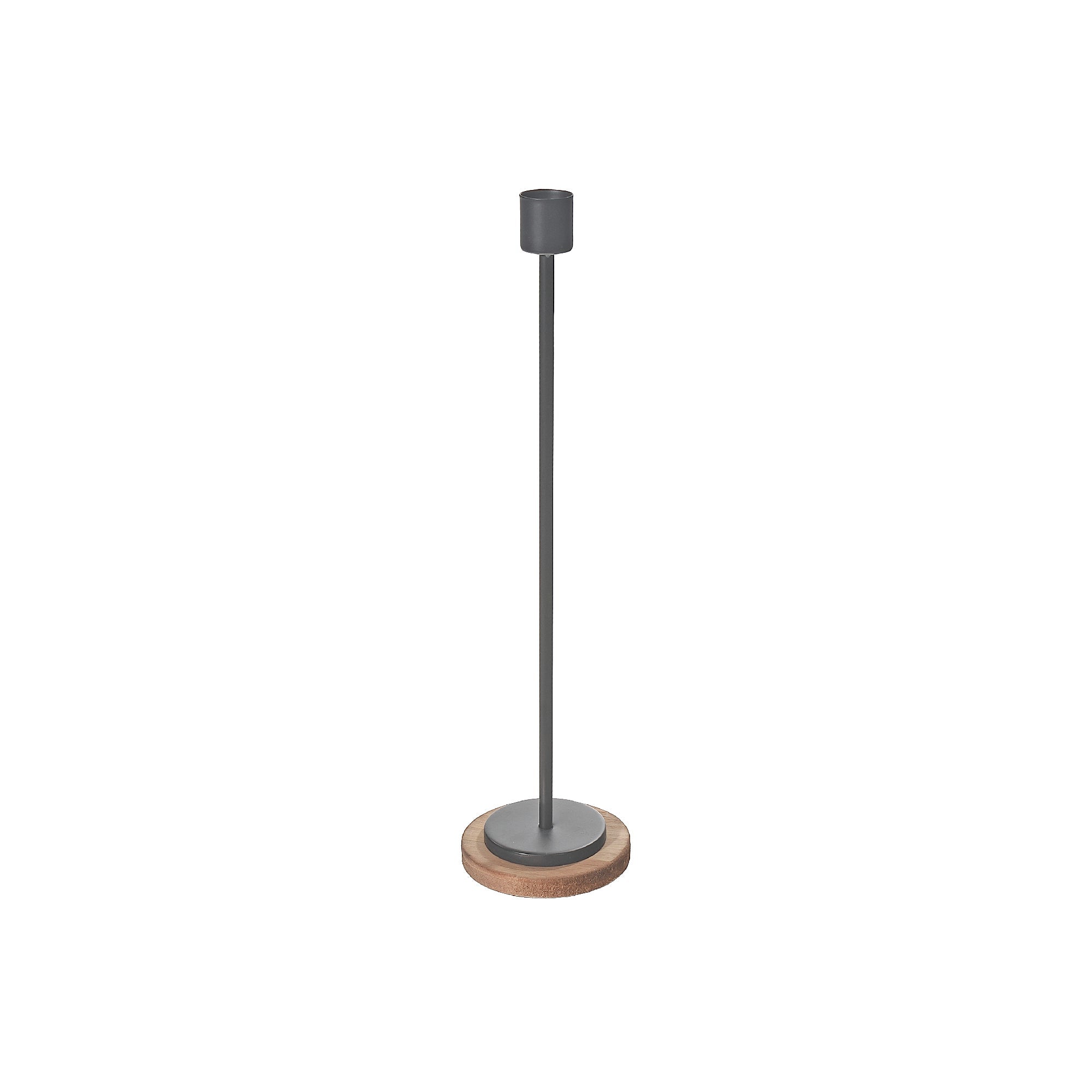 Large Metal Candle Holder with Wood Base – Tabletop Decor, Home Candle Accessory
