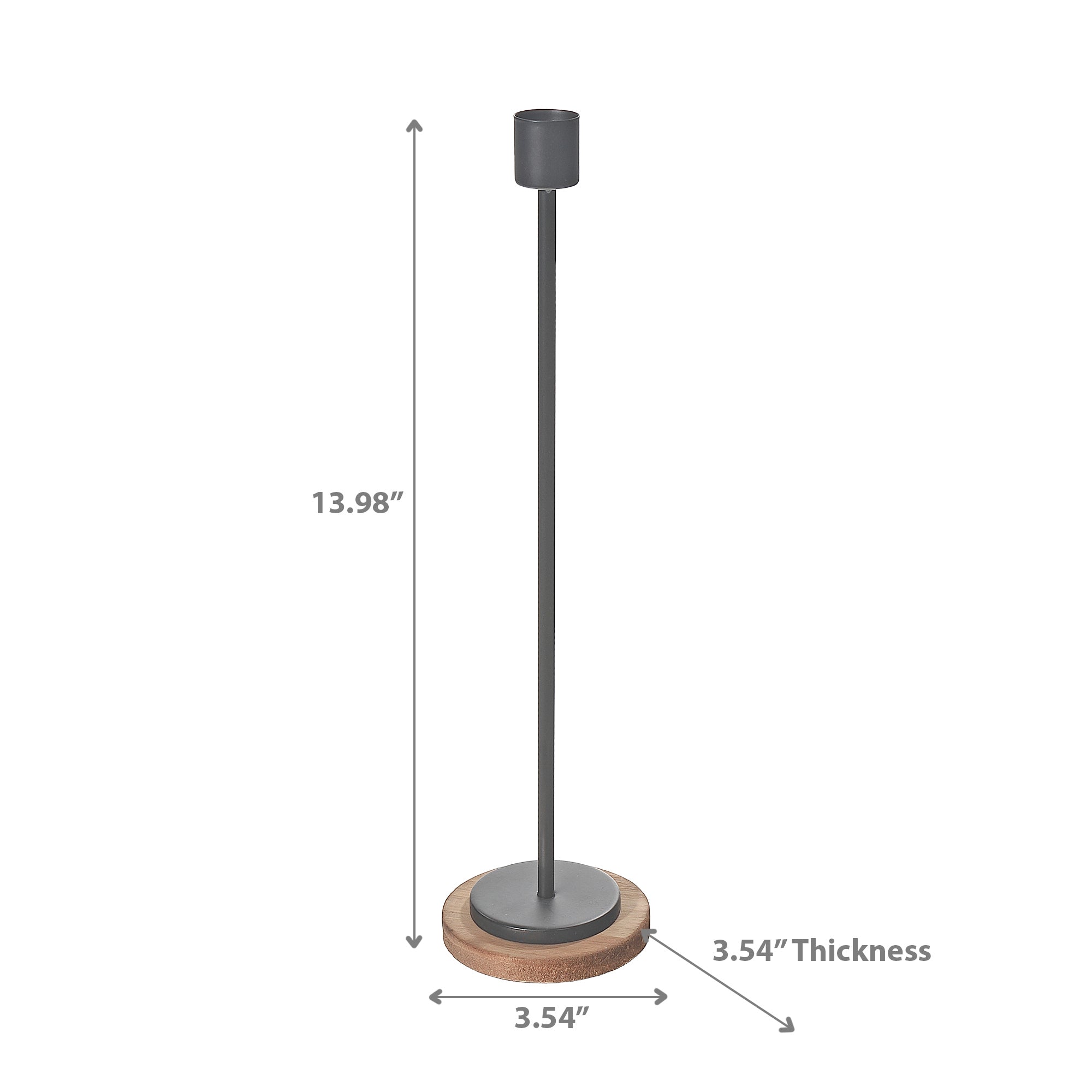 Large Metal Candle Holder with Wood Base – Tabletop Decor, Home Candle Accessory
