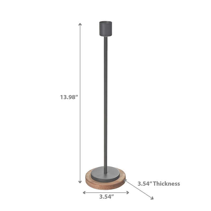 Metal Candle Holder With Wood Base Large