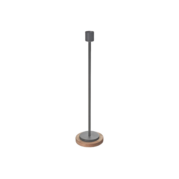 Metal Candle Holder With Wood Base Large