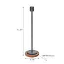 Metal Candle Holder With Wood Base Medium