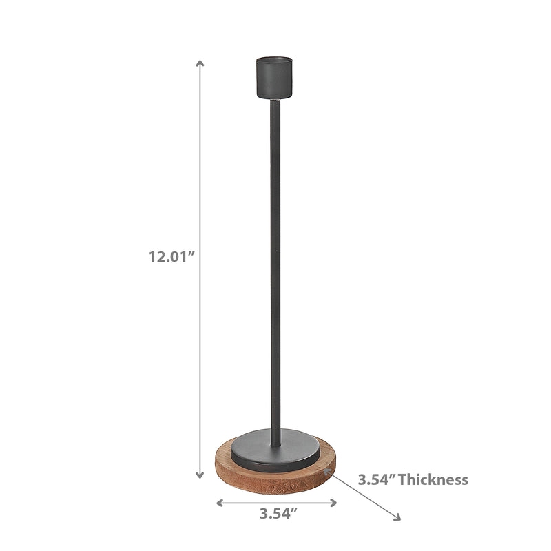 Metal Candle Holder With Wood Base Medium