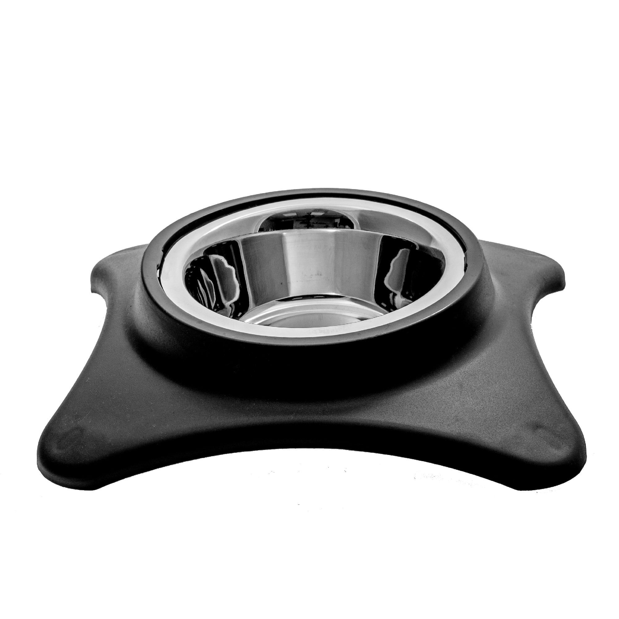 Stainless Steel Single Pet Bowl With Stand Gray Set Of 2, Elevated Dog Cat Feeder, Non-Slip